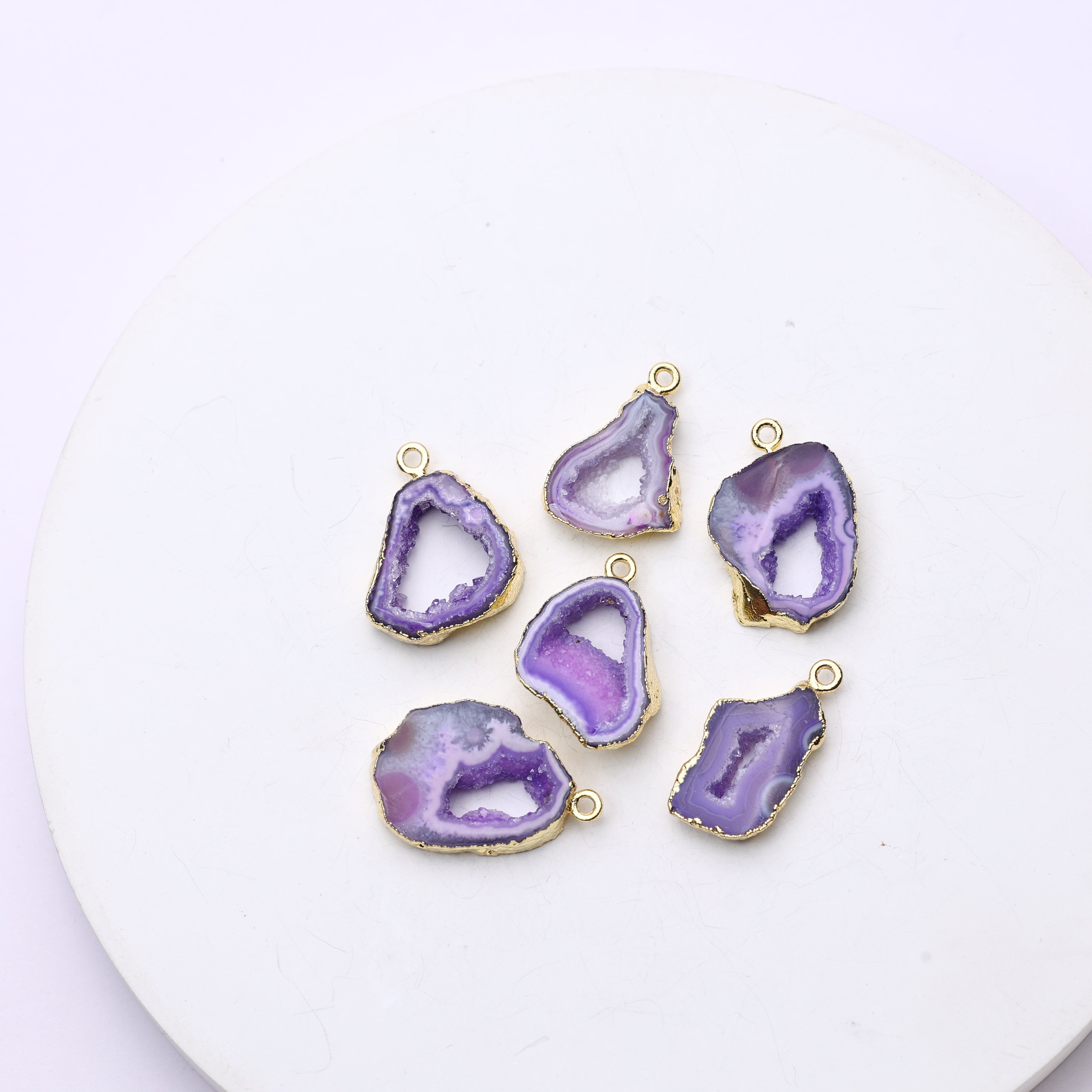 Purple Agate Geode Slice Druzy Connector 15-20 – Natural Gemstone Connector for Handmade Jewelry | Get Exact Piece Shown in the Picture