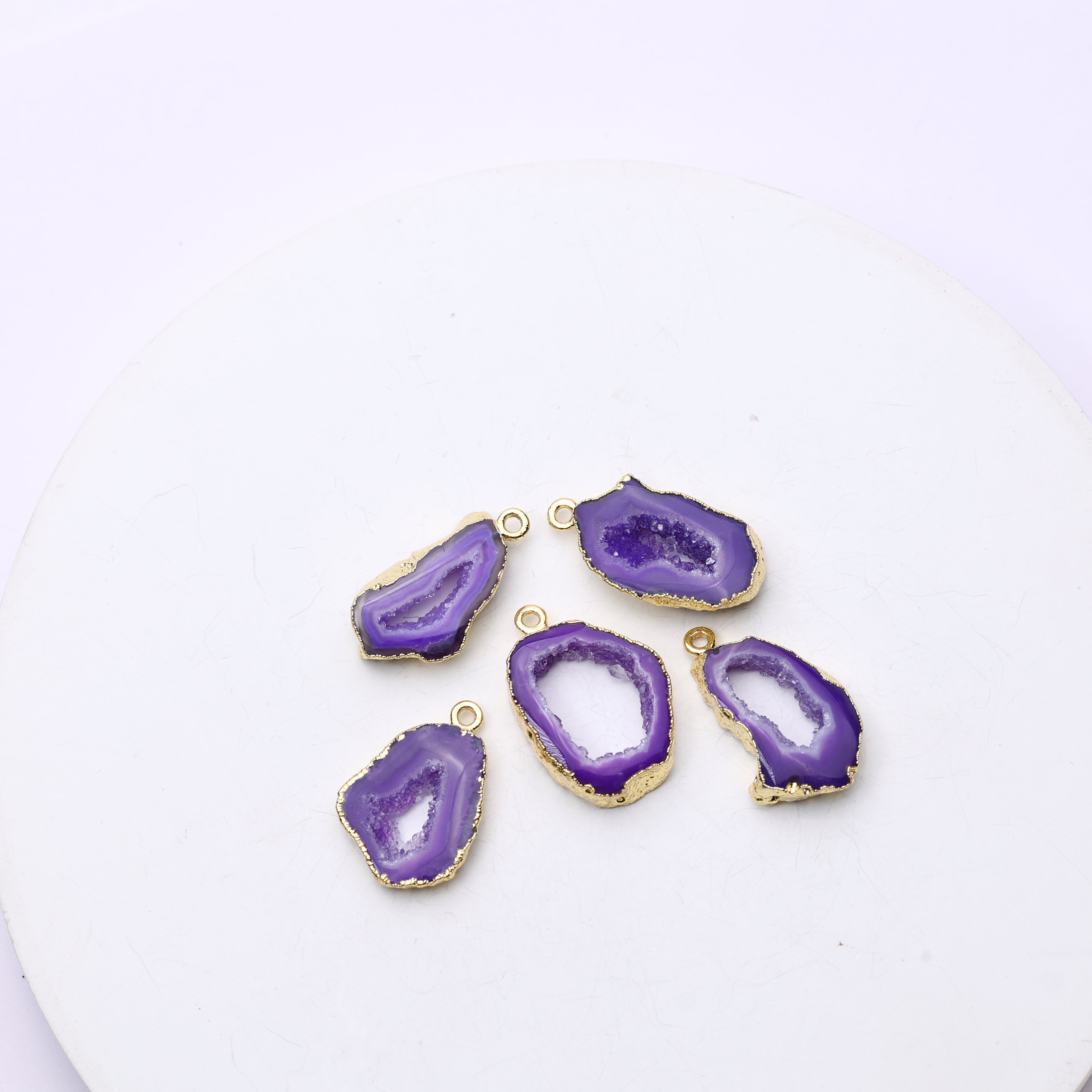 Purple Agate Geode Slice Druzy Connector 15-20 – Natural Gemstone Connector for Handmade Jewelry | Get Exact Piece Shown in the Picture