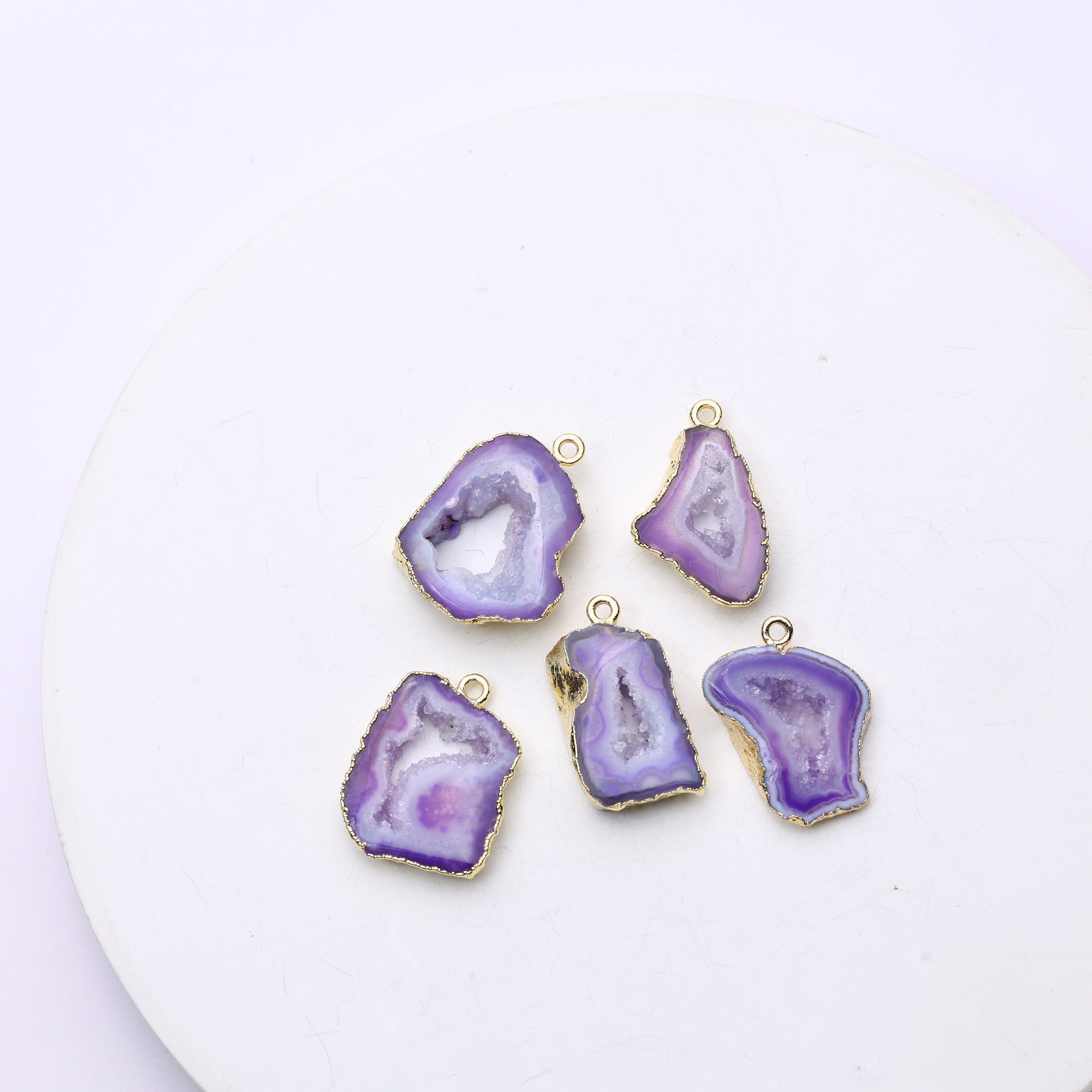 Purple Agate Geode Slice Druzy Connector 15-20 – Natural Gemstone Connector for Handmade Jewelry | Get Exact Piece Shown in the Picture