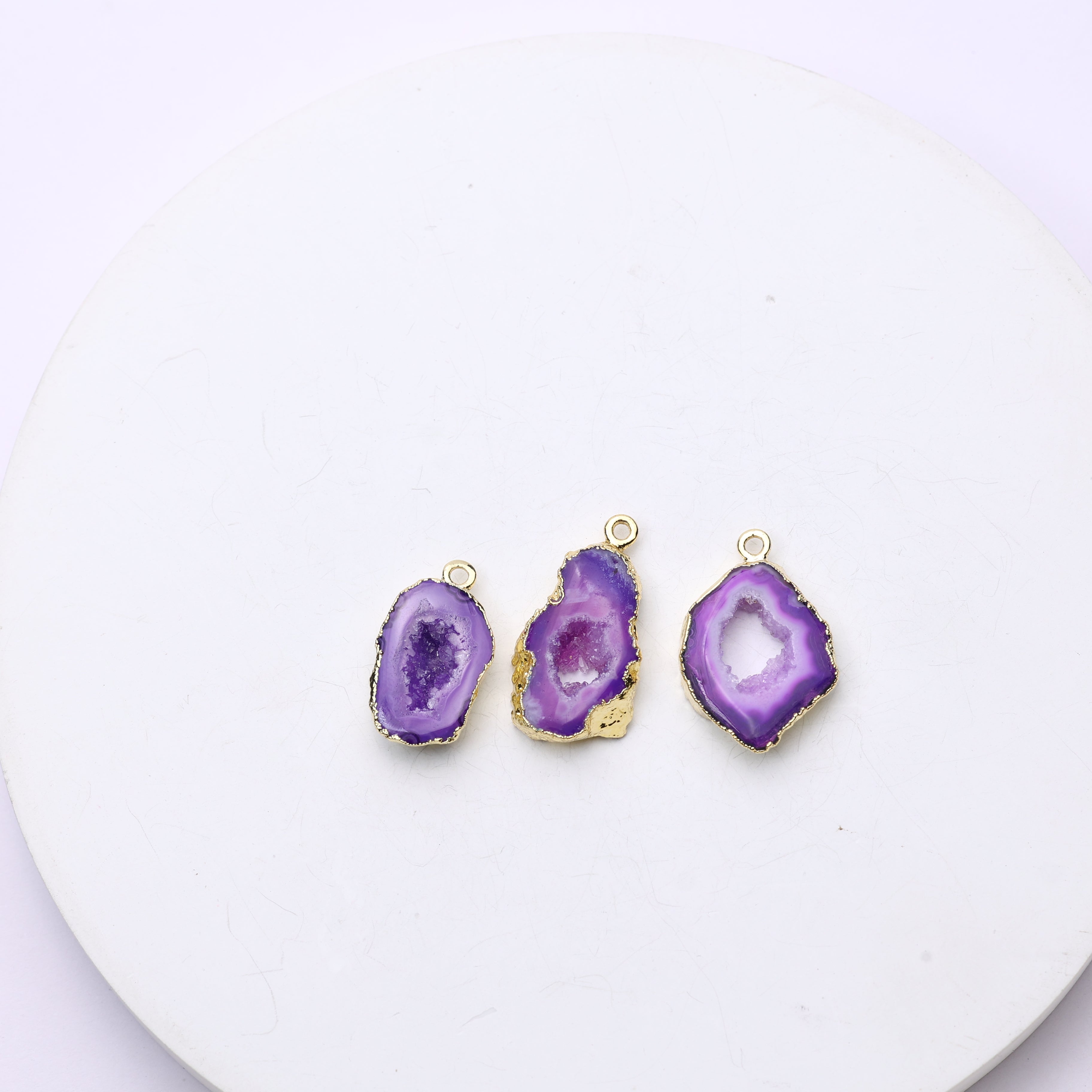 Purple Agate Geode Slice Druzy Connector 15-20 – Natural Gemstone Connector for Handmade Jewelry | Get Exact Piece Shown in the Picture