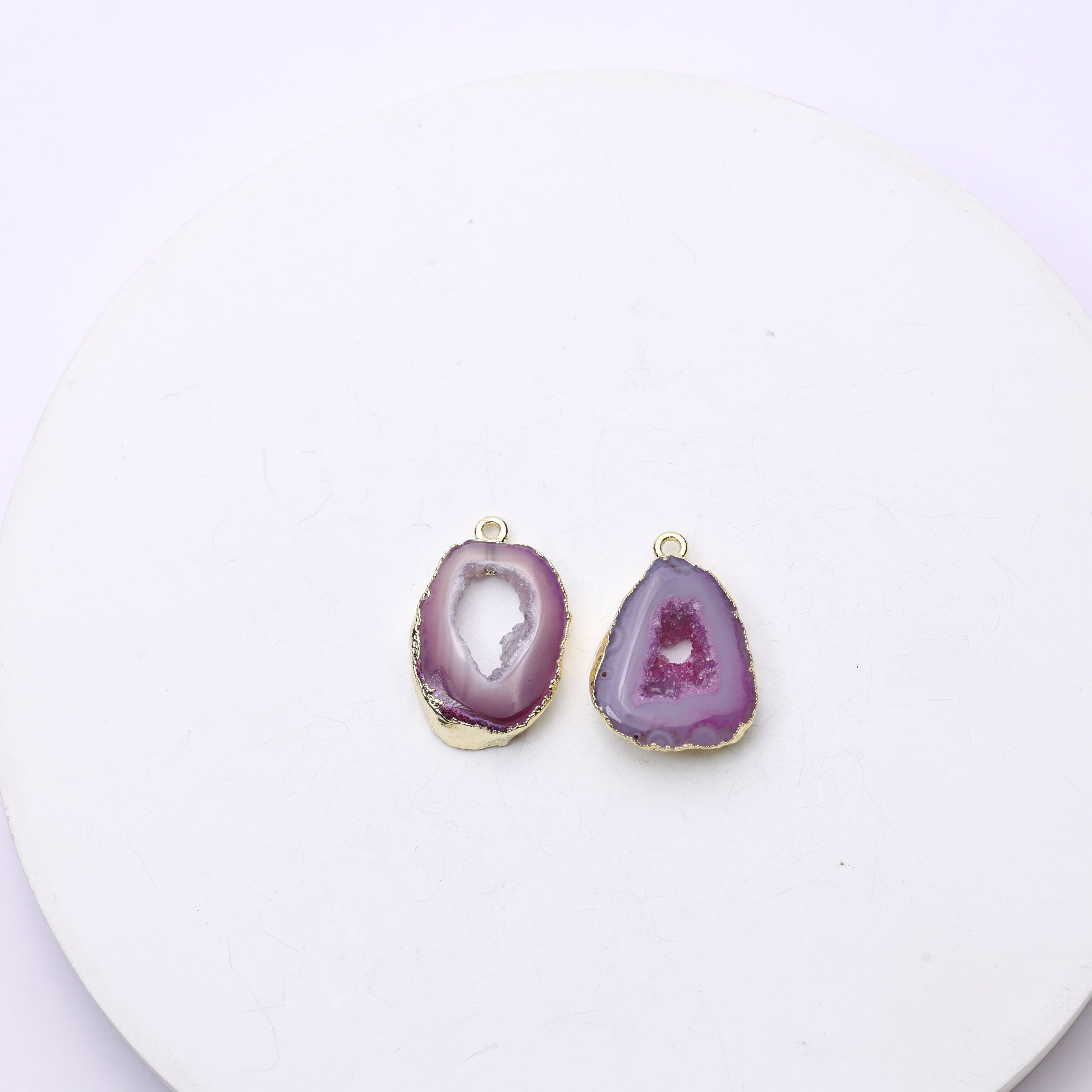 Purple Agate Geode Slice Druzy Connector 15-20 – Natural Gemstone Connector for Handmade Jewelry | Get Exact Piece Shown in the Picture