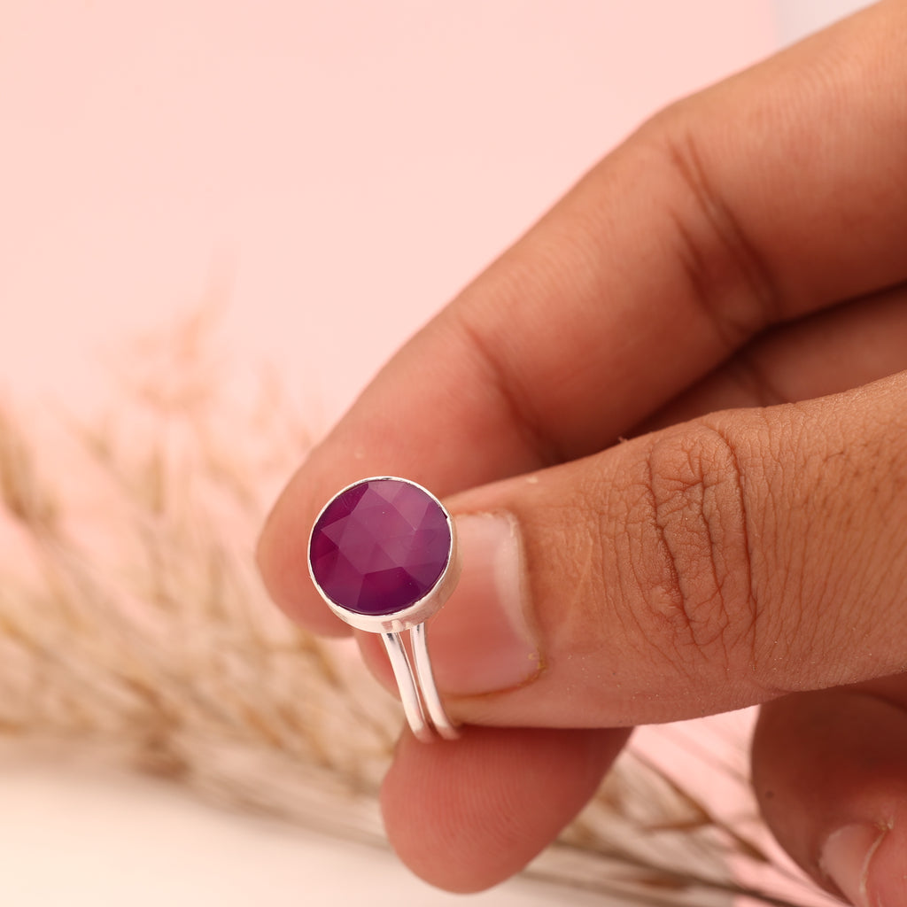 Multi Chalcedony Ring – Adjustable 925 Sterling Silver Gemstone Ring