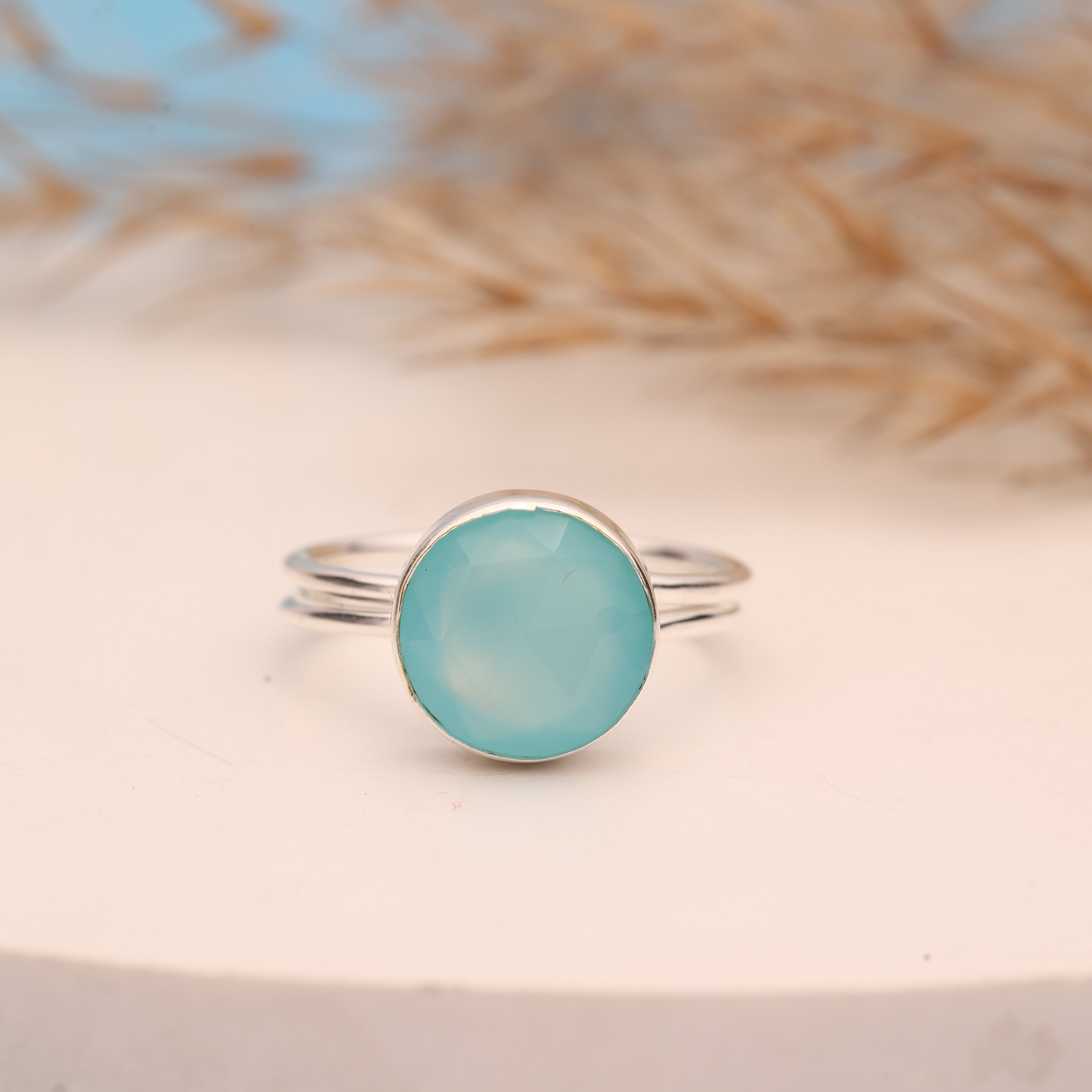 Multi Chalcedony Ring – Adjustable 925 Sterling Silver Gemstone Ring