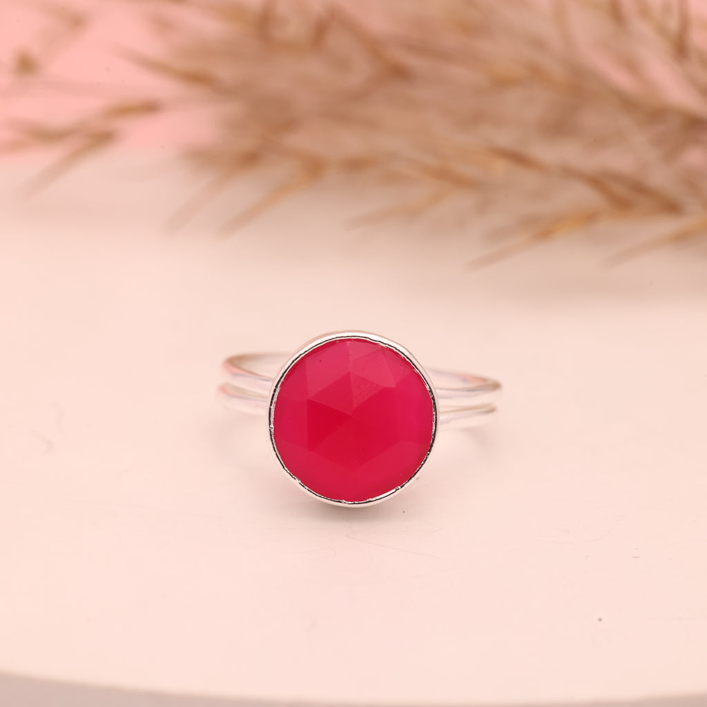 Multi Chalcedony Ring – Adjustable 925 Sterling Silver Gemstone Ring
