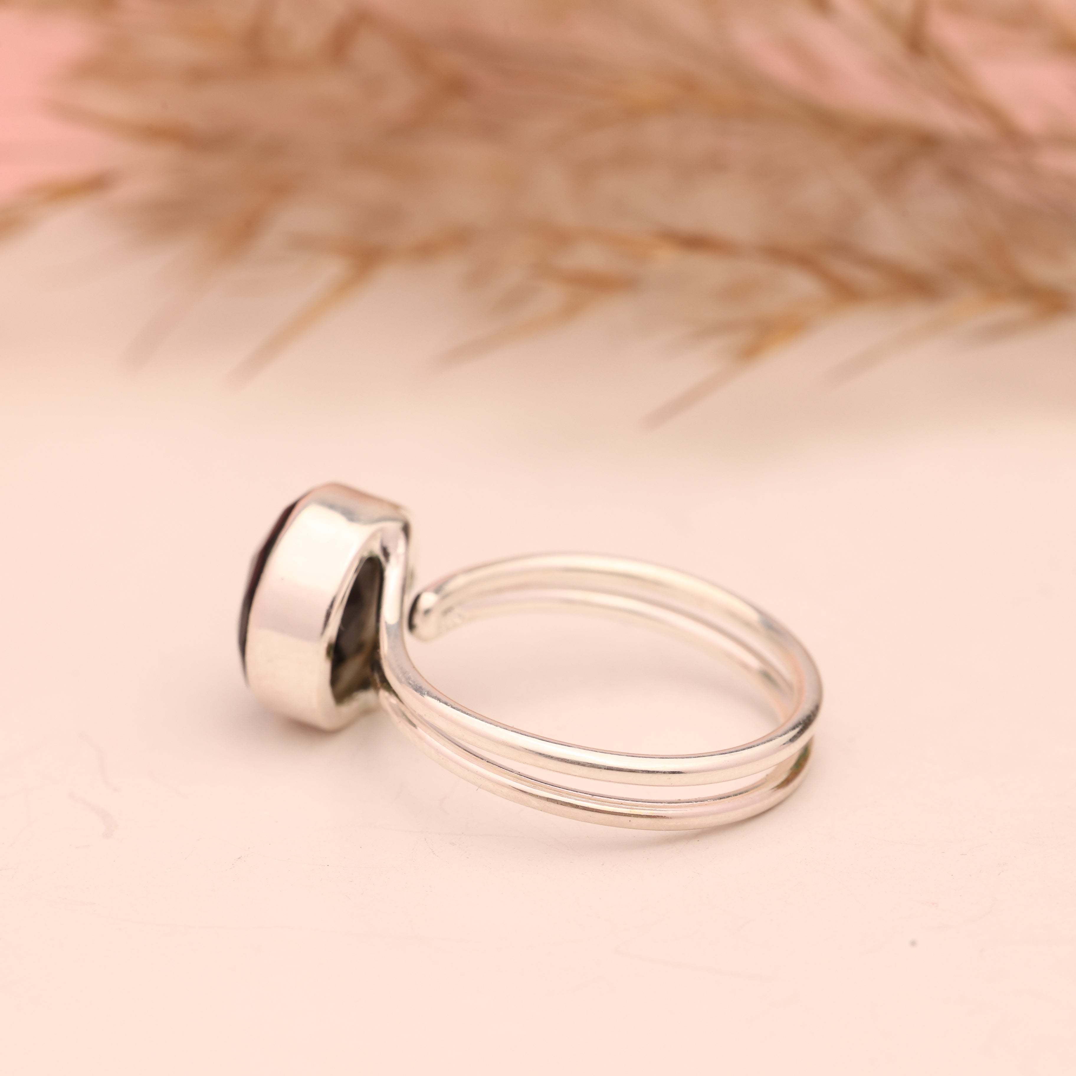 faceted black stone ring