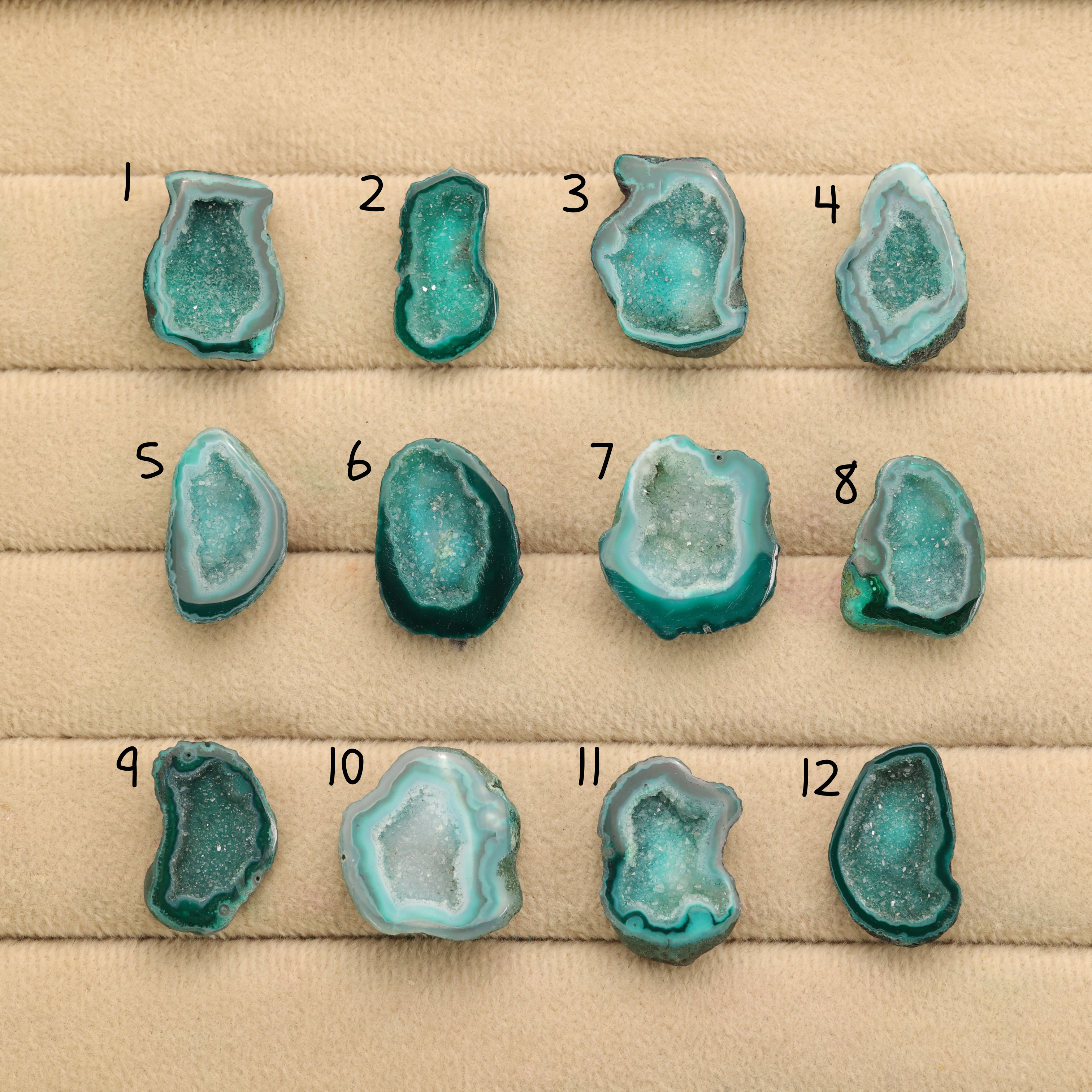 Green Agate Druzy Geode Slices – Perfect for Ring Making