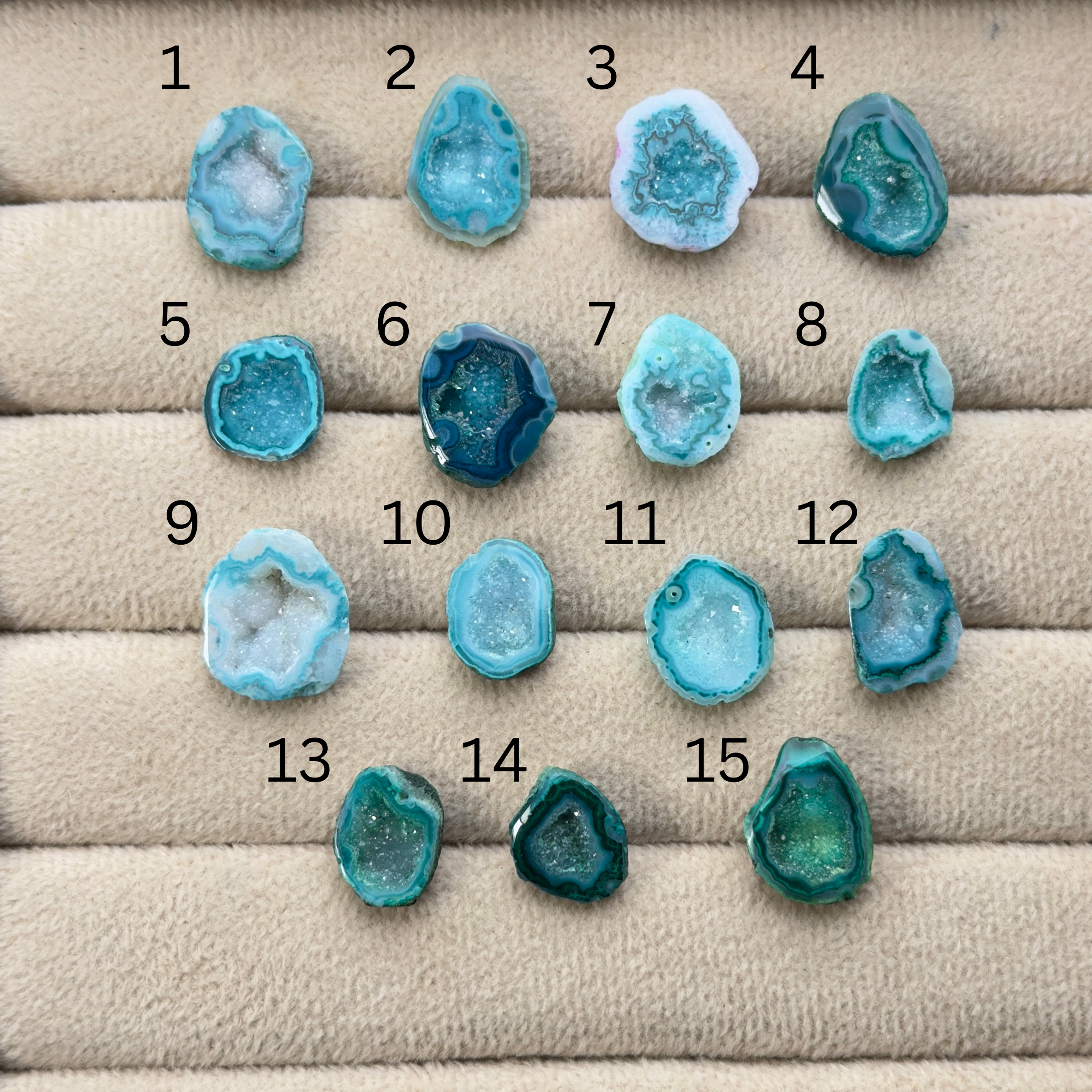 Geode Rings stone by Selection 10- 15mm Green For Making Rings