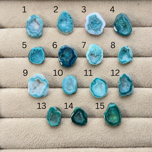 Geode Rings stone by Selection 10- 15mm Green For Making Rings
