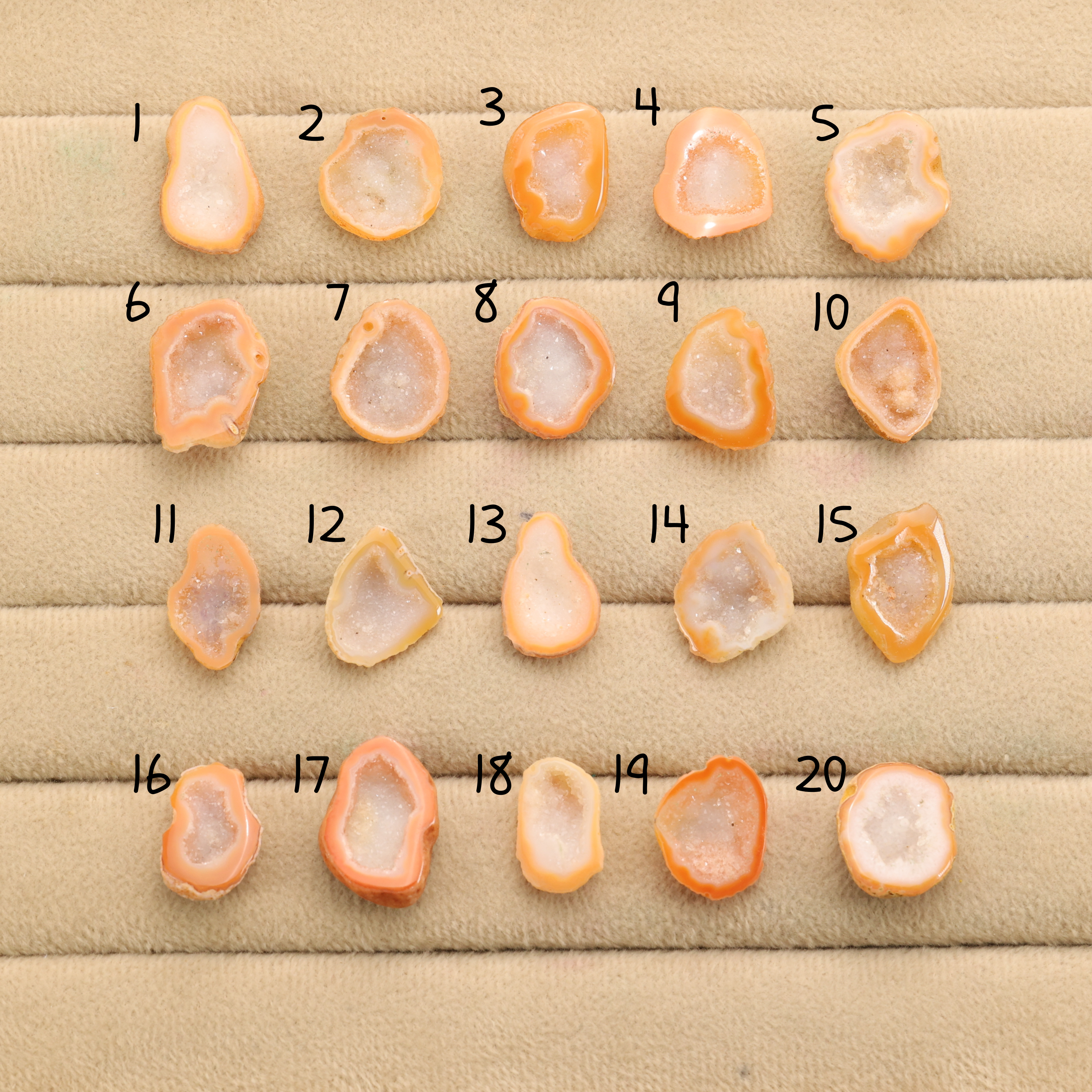 Orange Agate Druzy Geode Slices – Perfect for Ring Making