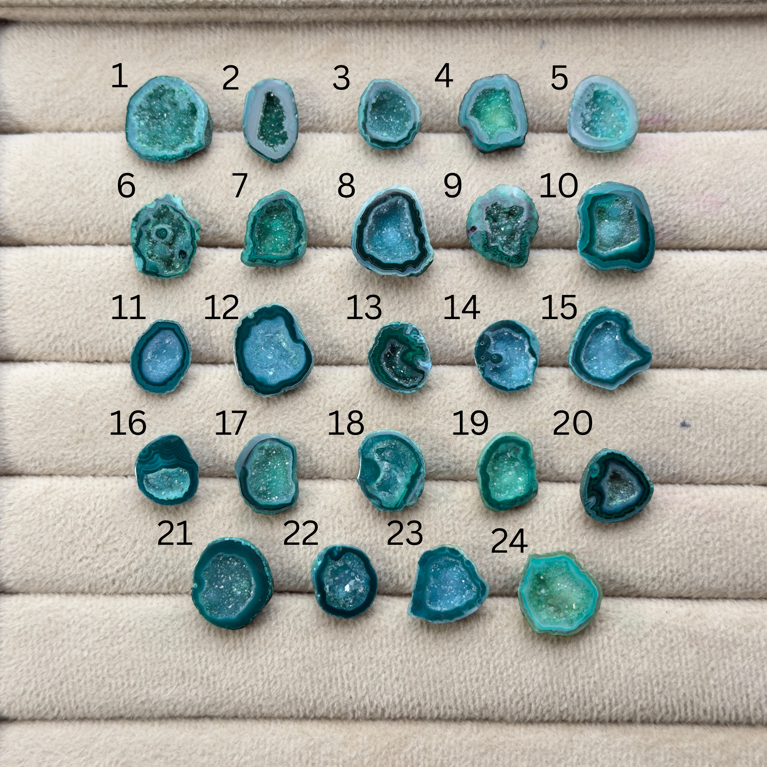 Geode Rings stone by Selection 15- 20mm Green For Making Rings