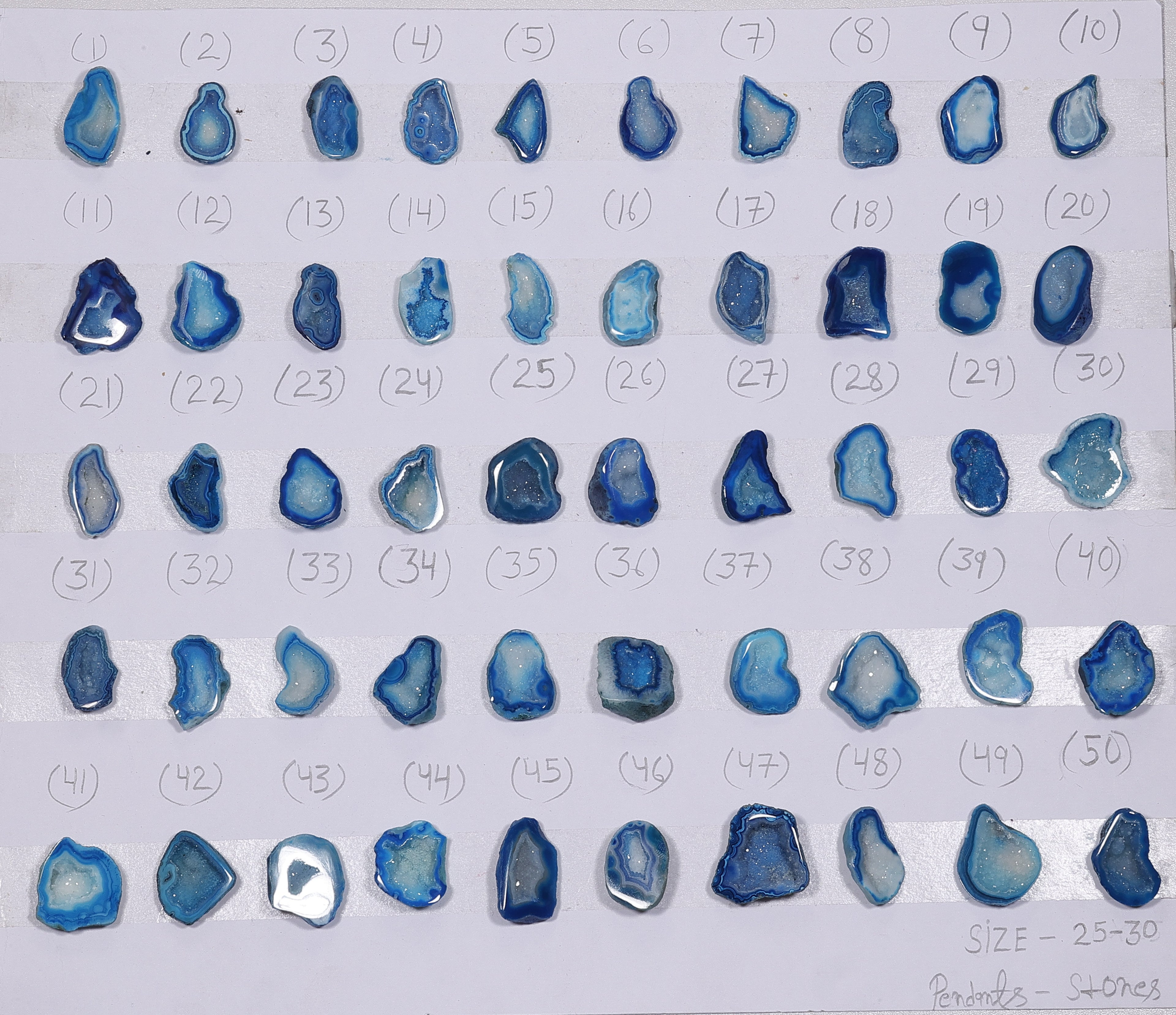 Geode Stones (Pendant) by Selection 25 - 30 mm Aqua For Making Pendant Jewelry
