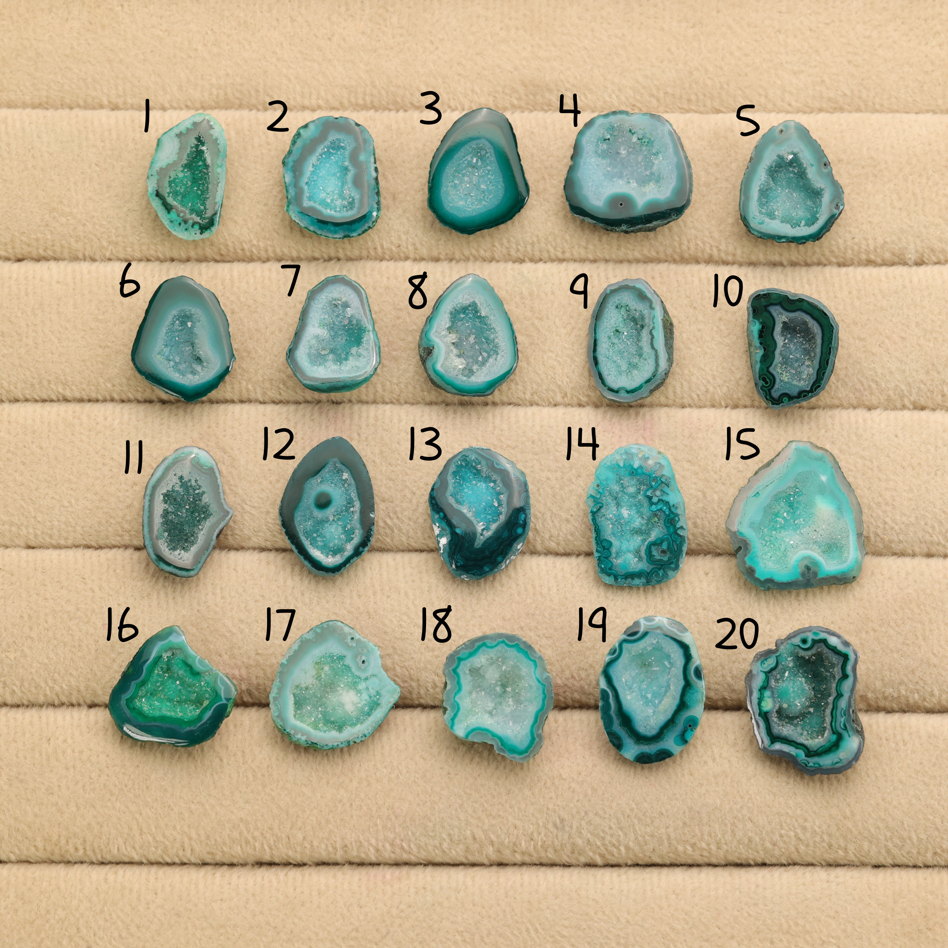Green Agate Druzy Geode Slices – Perfect for Ring Making