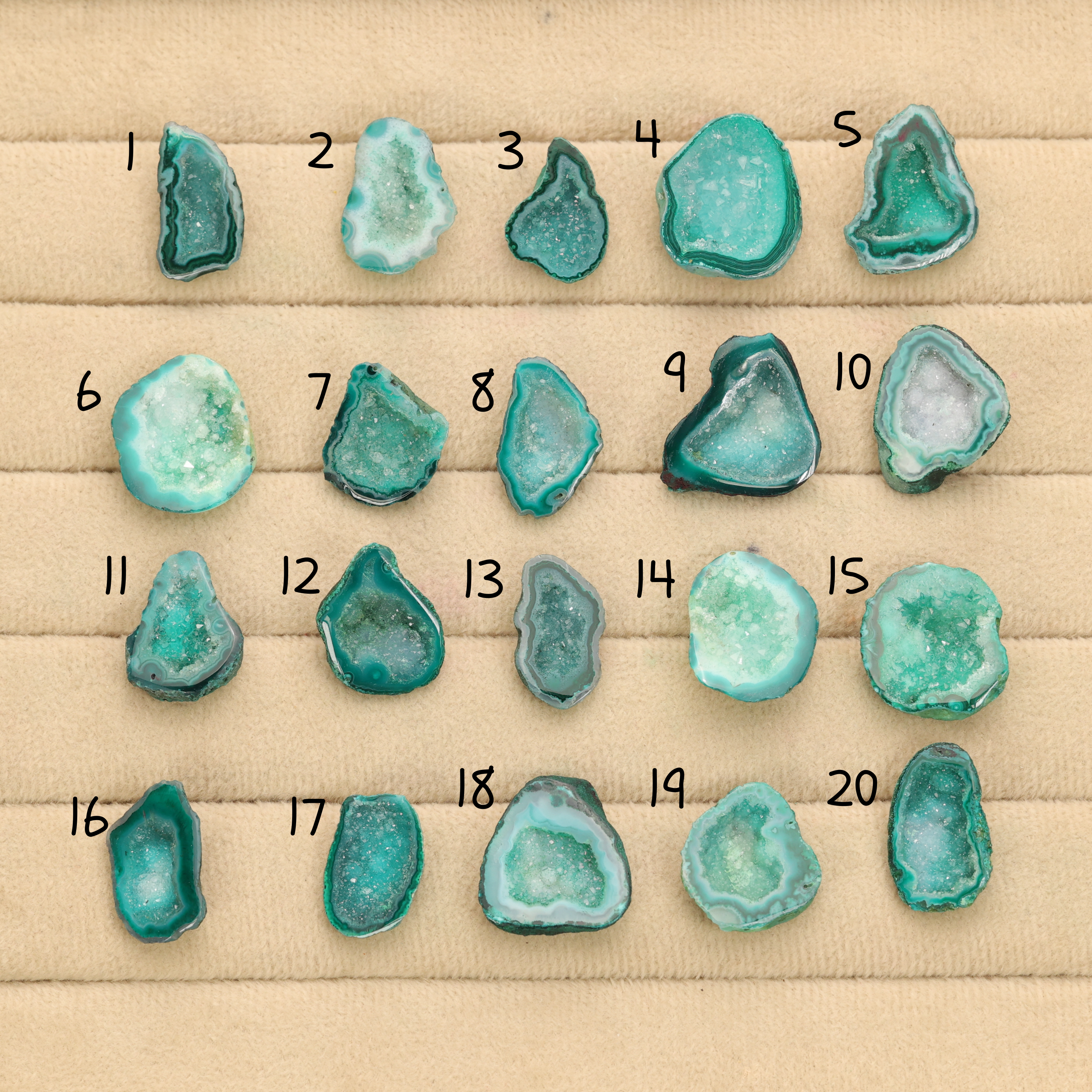 Green Agate Druzy Geode Slices – Perfect for Ring Making