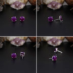 Elegant Rose Quartz stud earrings featuring round rose-cut gemstones in a bezel setting. AAA quality, minimalist design perfect for women.