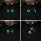 Elegant Rose Quartz stud earrings featuring round rose-cut gemstones in a bezel setting. AAA quality, minimalist design perfect for women.