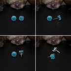 Elegant Rose Quartz stud earrings featuring round rose-cut gemstones in a bezel setting. AAA quality, minimalist design perfect for women.