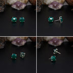 Elegant Rose Quartz stud earrings featuring round rose-cut gemstones in a bezel setting. AAA quality, minimalist design perfect for women.