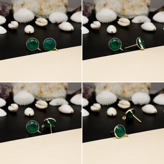 12mm Round Rose-Cut Gemstone Stud Earrings – Bezel Setting | AAA Quality My Store