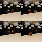 12mm Round Rose-Cut Gemstone Stud Earrings – Bezel Setting | AAA Quality