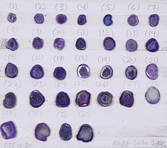 Geode Rings stone by Selection  10 -20mm Purple For Rings Making