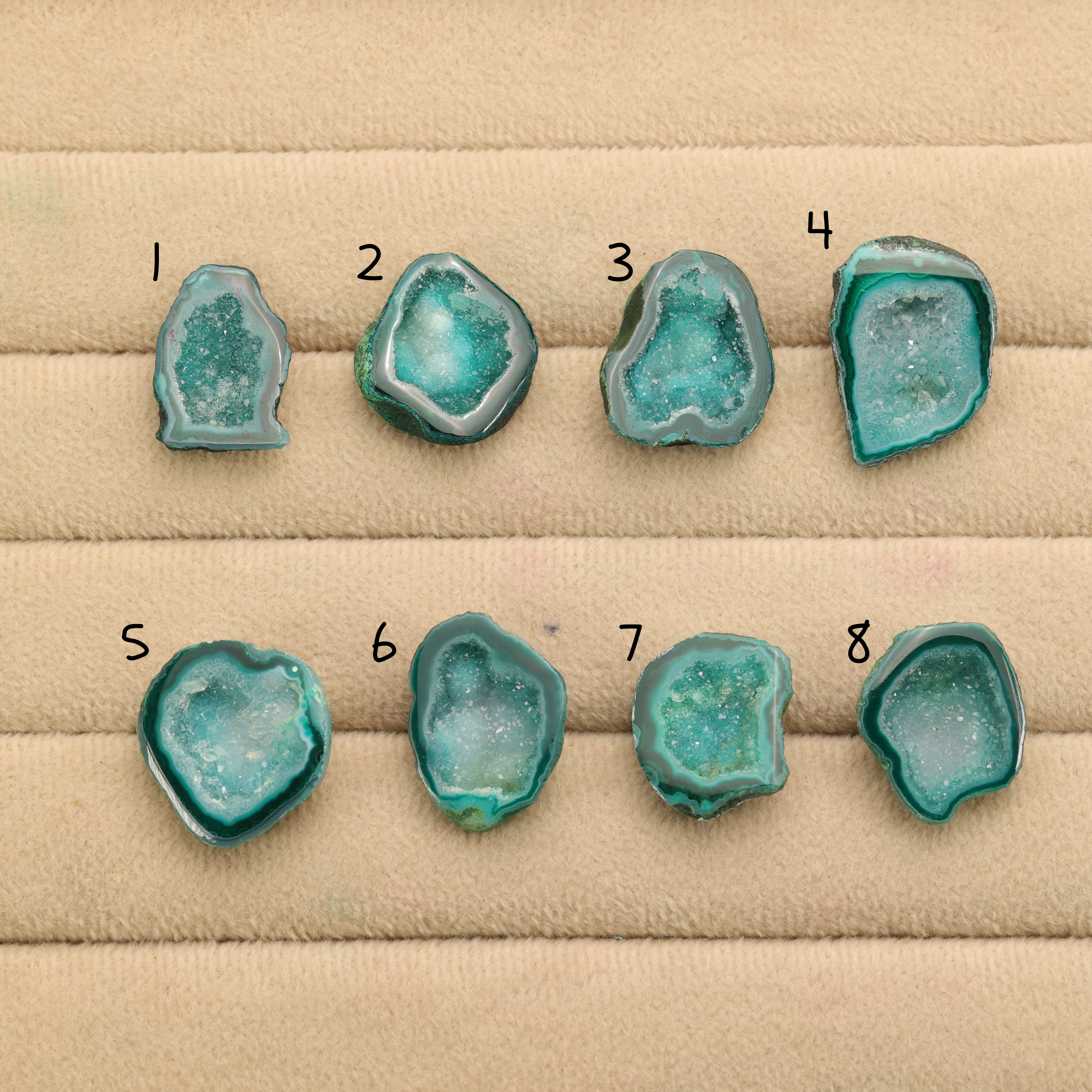 Green Agate Druzy Geode Slices – Perfect for Ring Making