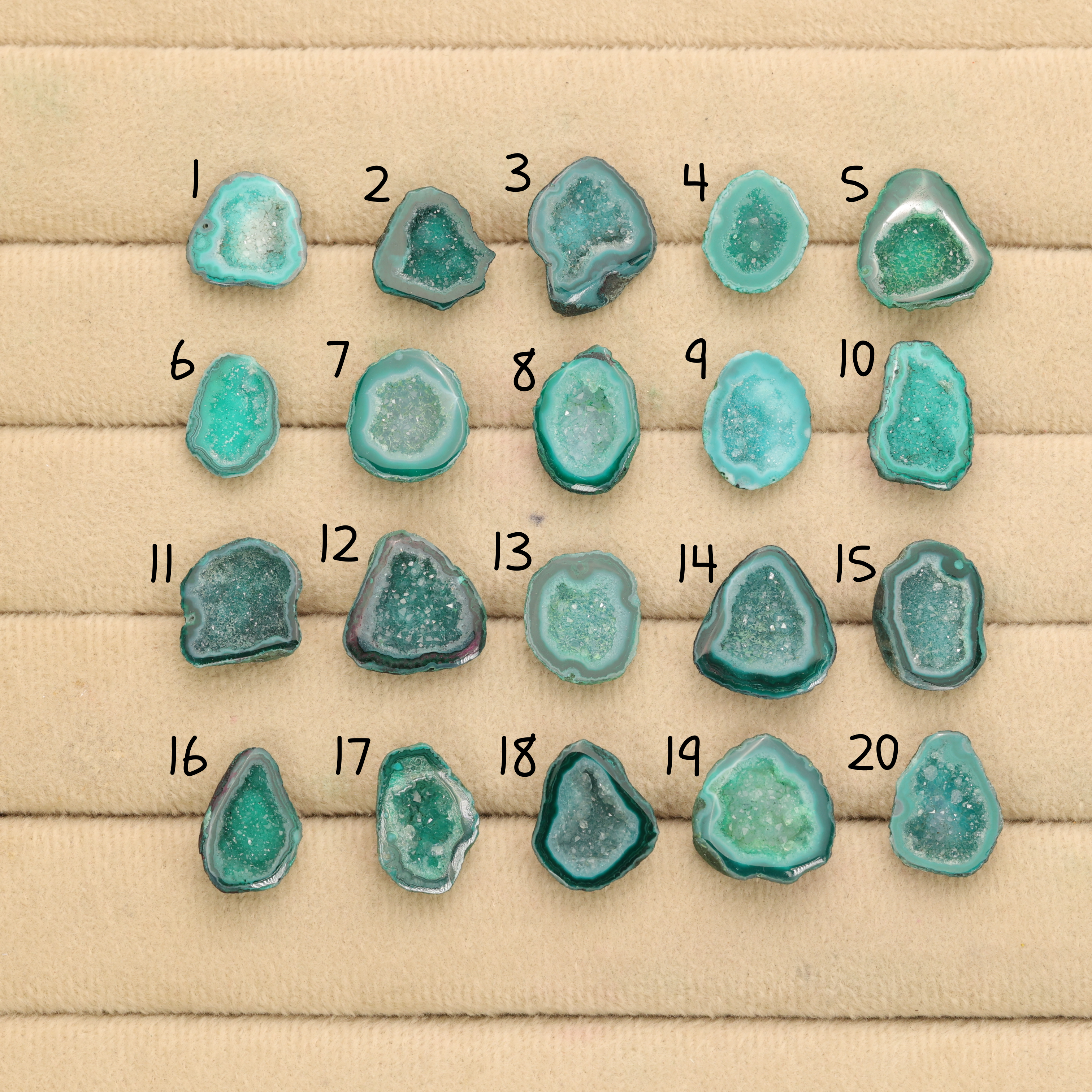 Green Agate Druzy Geode Slices – Perfect for Ring Making