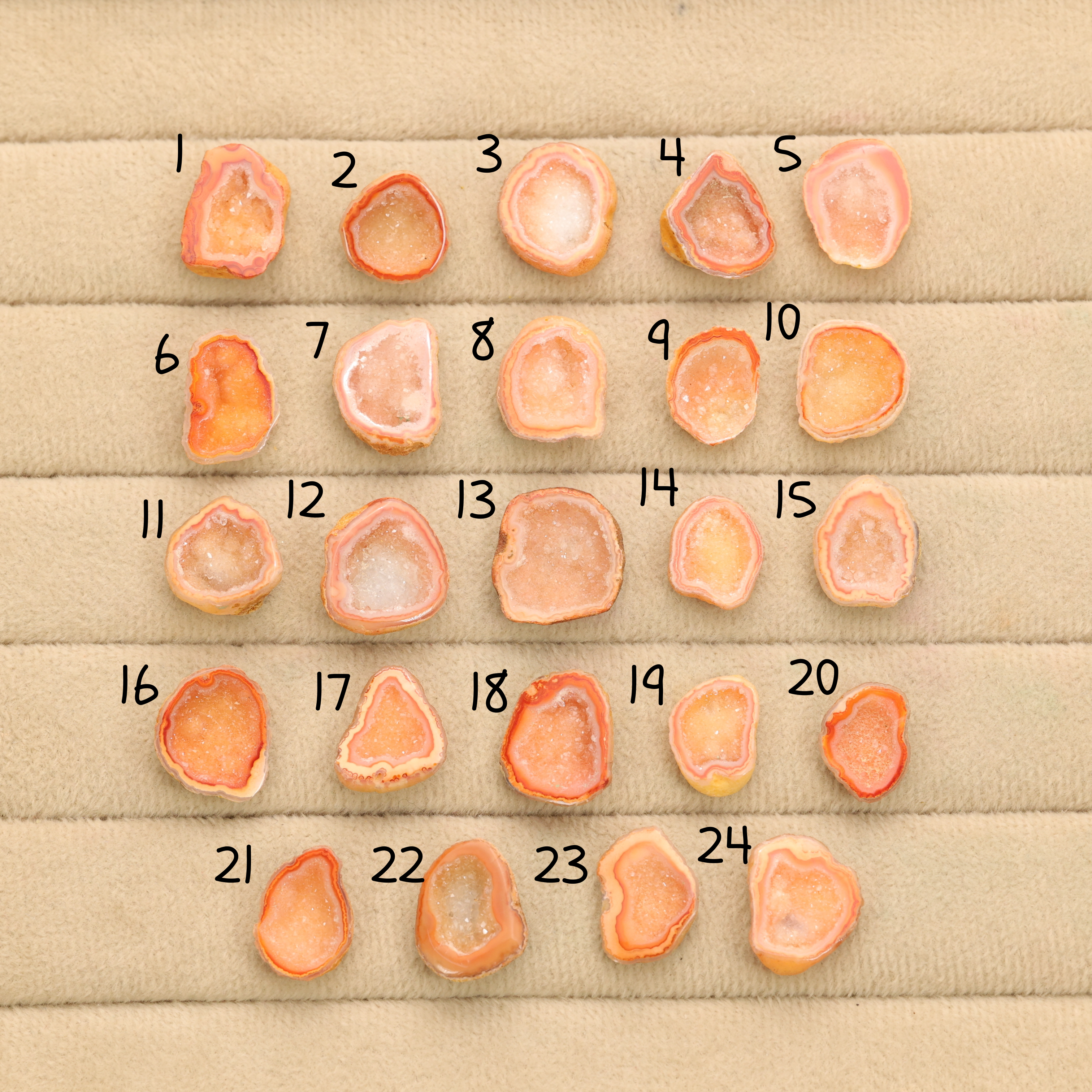 Orange Agate Druzy Geode Slices – Perfect for Ring Making