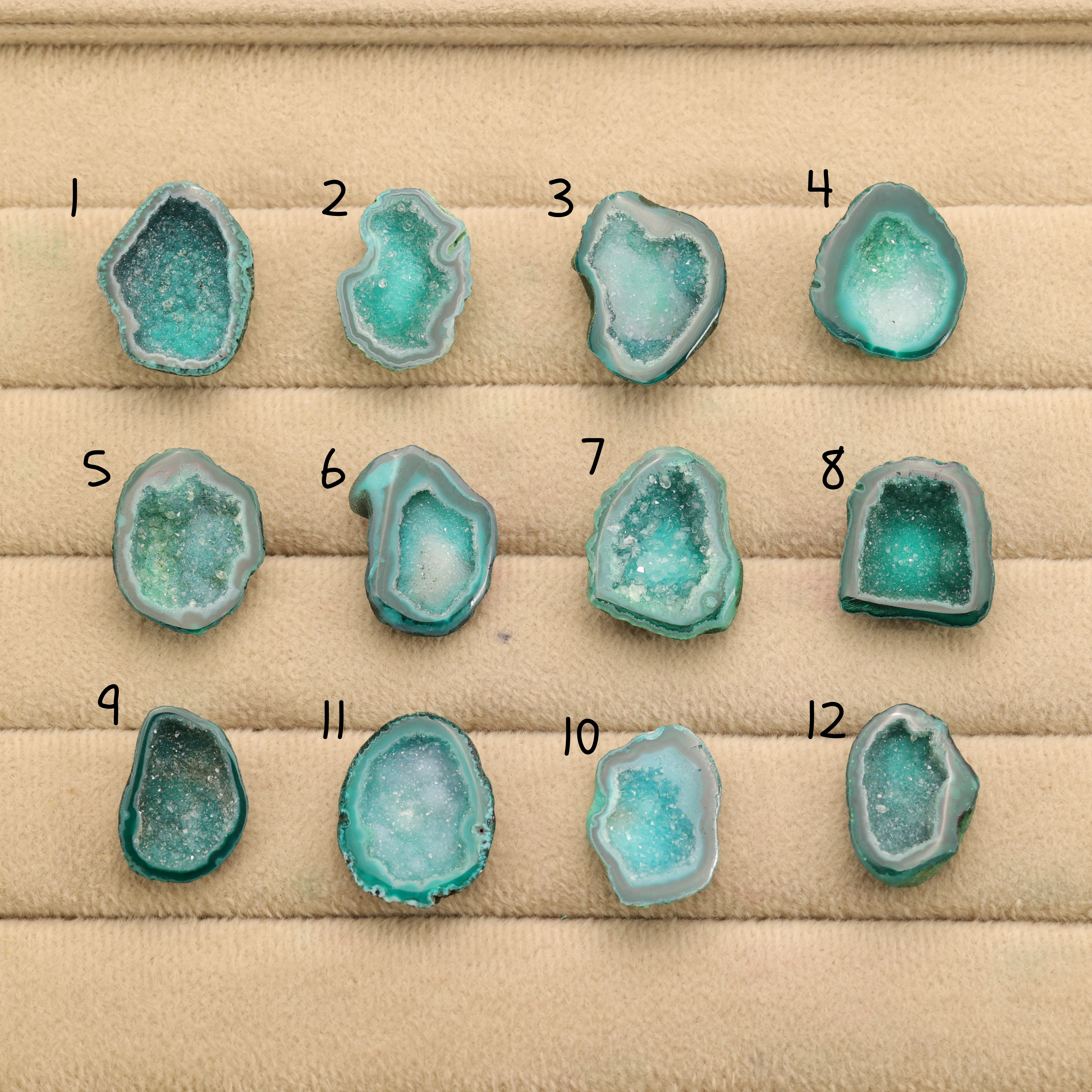 Green Agate Druzy Geode Slices – Perfect for Ring Making