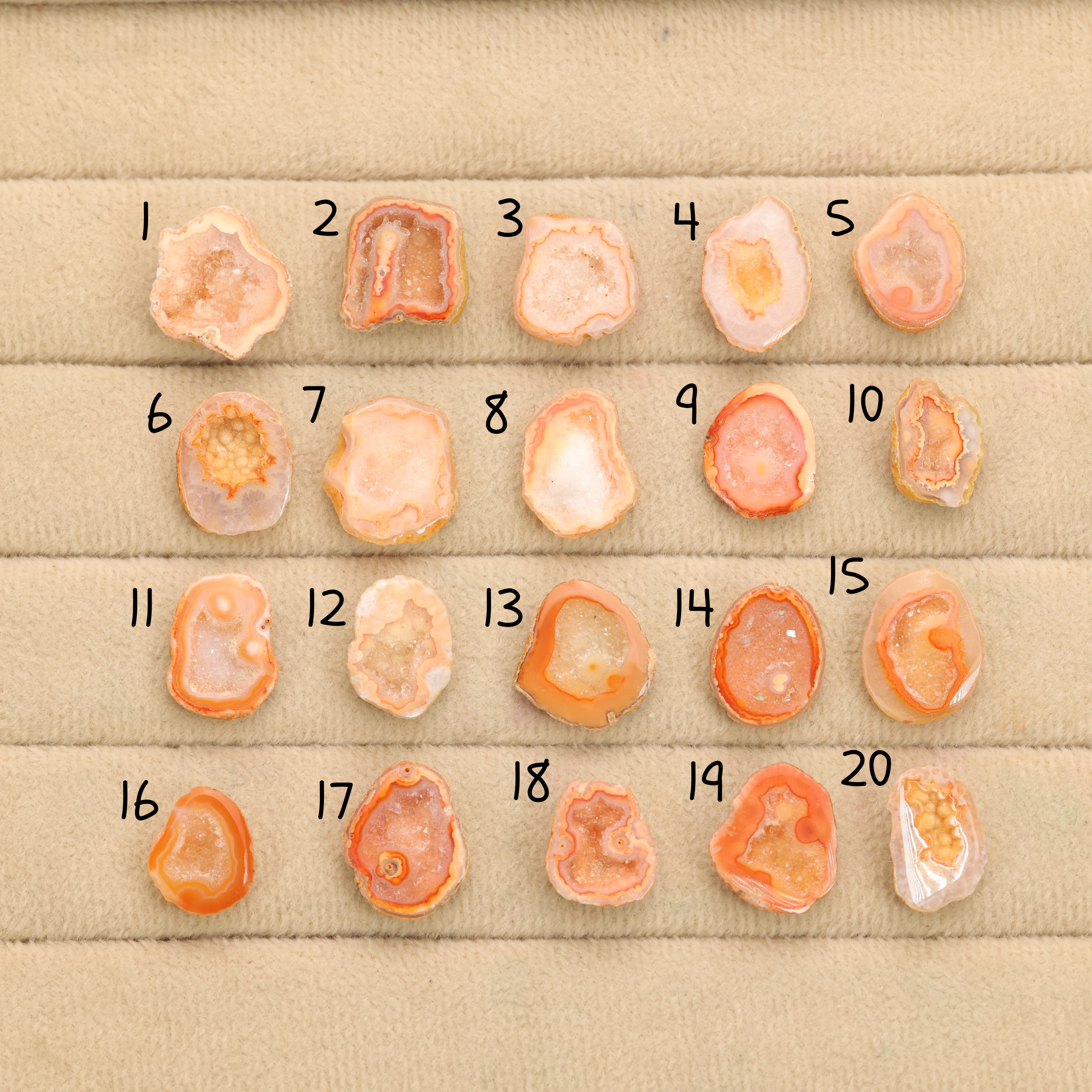 Orange Agate Druzy Geode Slices – Perfect for Ring Making