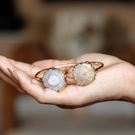 Adjustable Two-Stone Solar Quartz Bracelet | Gold-Plated Brass My Store