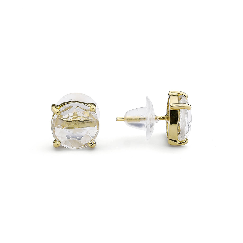 Crystal Rock, Quartz, stud, cabochon earrings, gemstone stud, mimalistic studs, gold gemstone studs