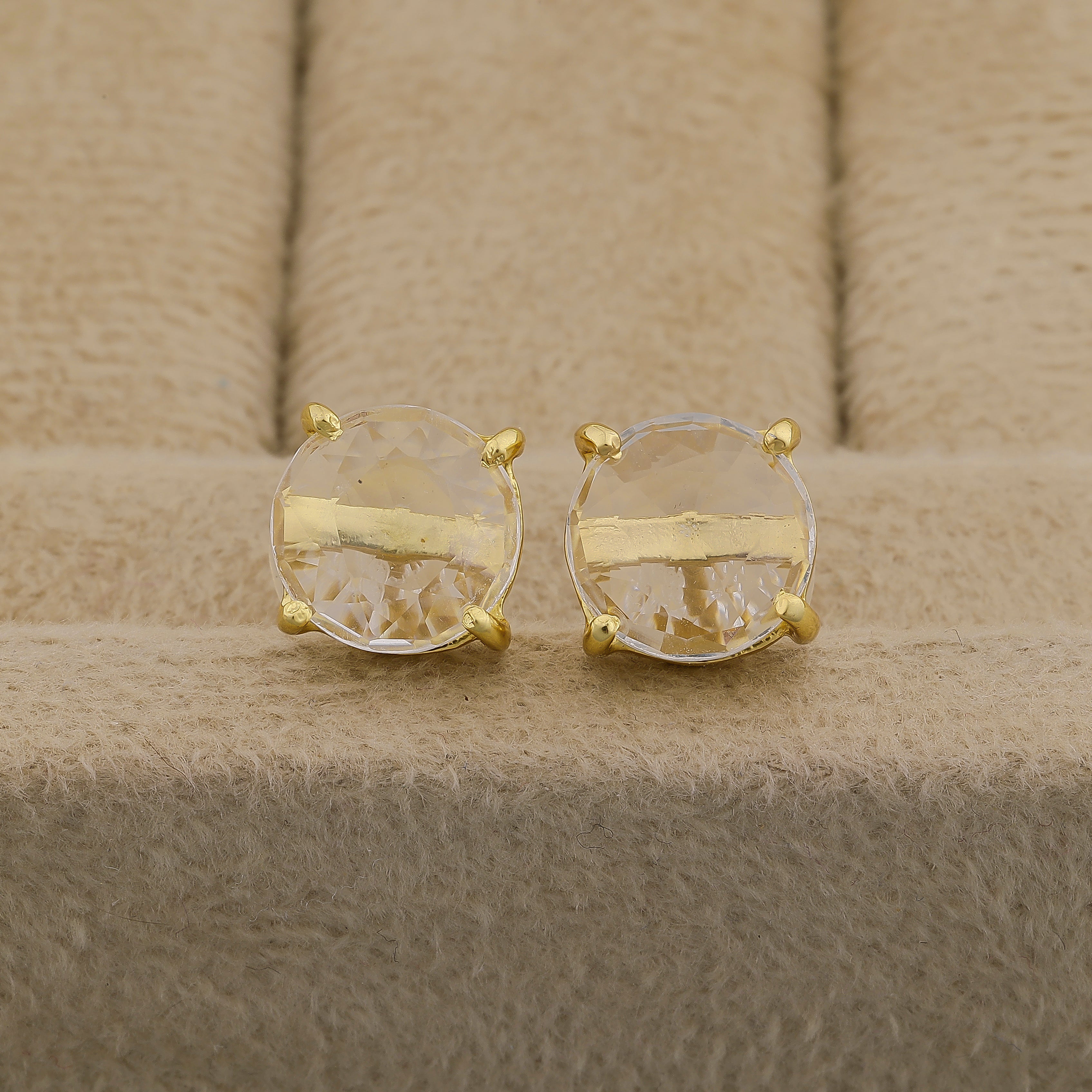 Crystal Rock, Quartz, stud, cabochon earrings, gemstone stud, mimalistic studs, gold gemstone studs