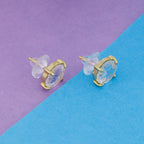 Crystal Rock, Quartz, stud, cabochon earrings, gemstone stud, mimalistic studs, gold gemstone studs