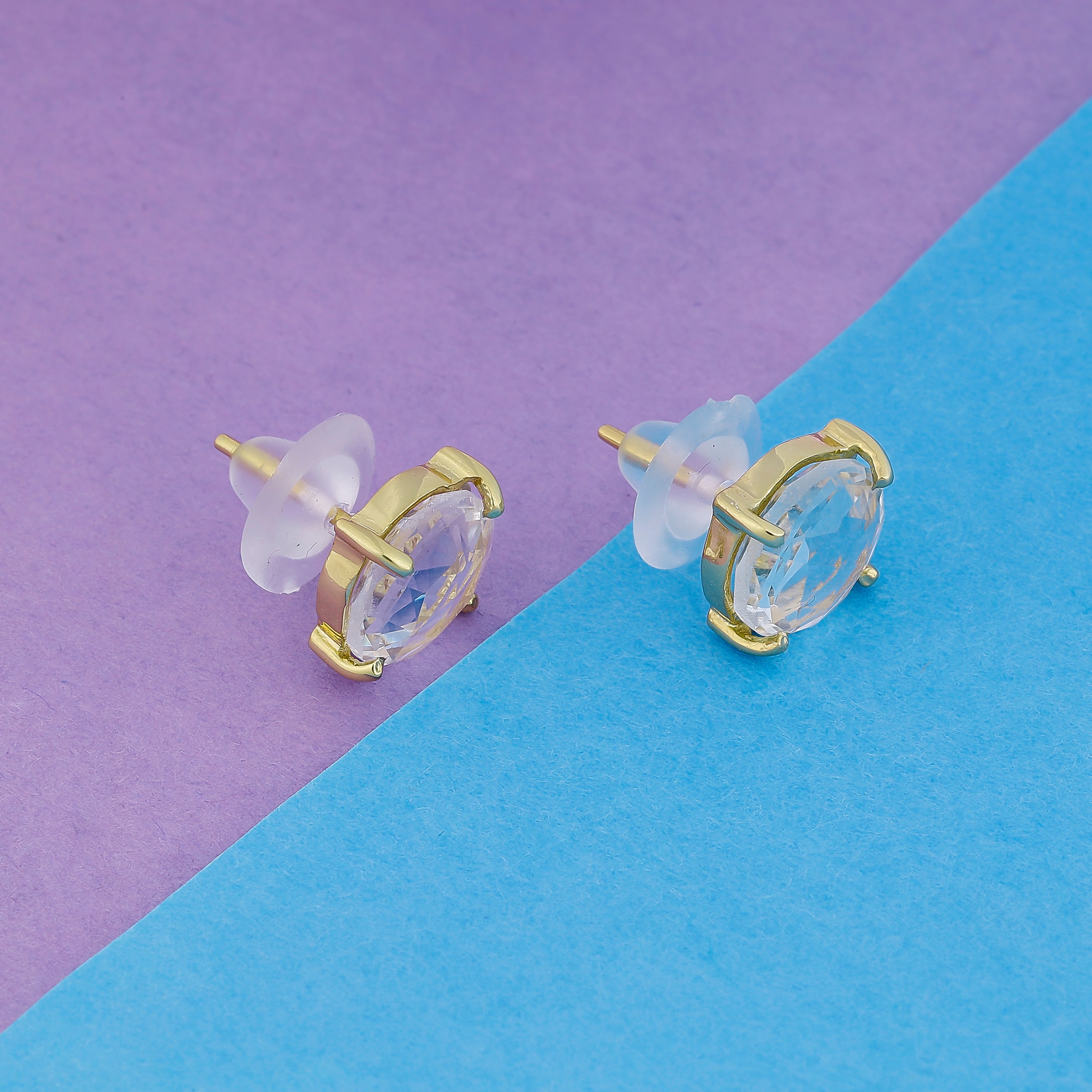 Crystal Rock, Quartz, stud, cabochon earrings, gemstone stud, mimalistic studs, gold gemstone studs