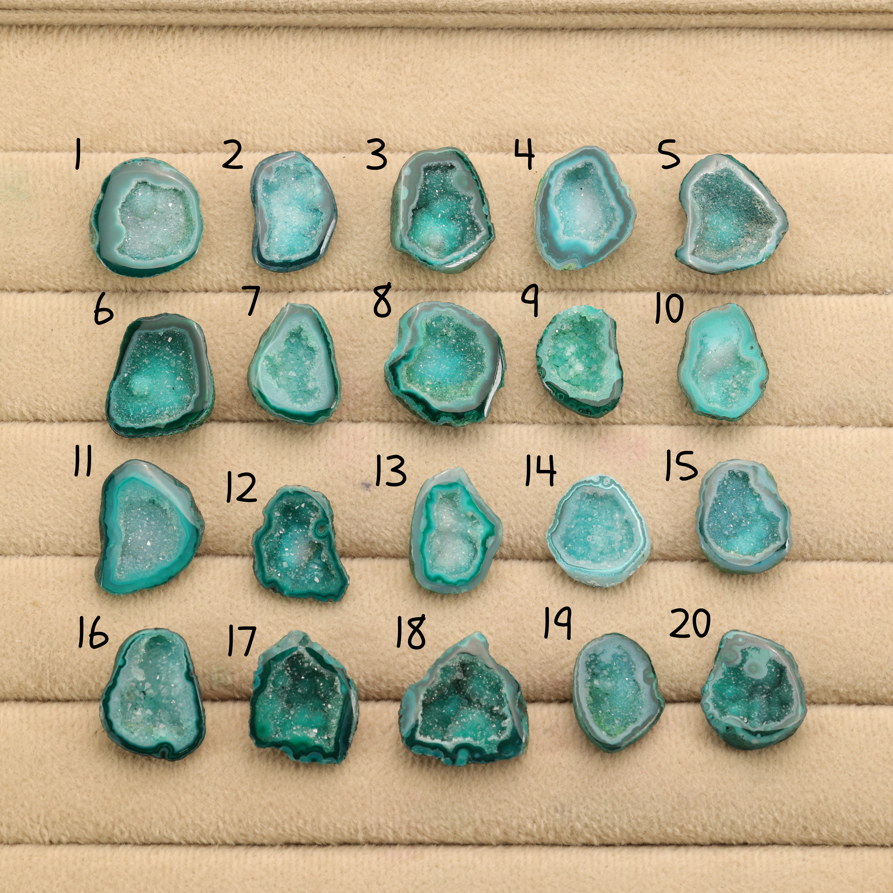 Green Agate Druzy Geode Slices – Perfect for Ring Making