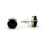 Elegant Handmade Black Onyx Stud Earrings – Gold-Plated Brass, Hypoallergenic Minimalist Jewelry