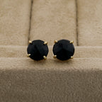 Elegant Handmade Black Onyx Stud Earrings – Gold-Plated Brass, Hypoallergenic Minimalist Jewelry