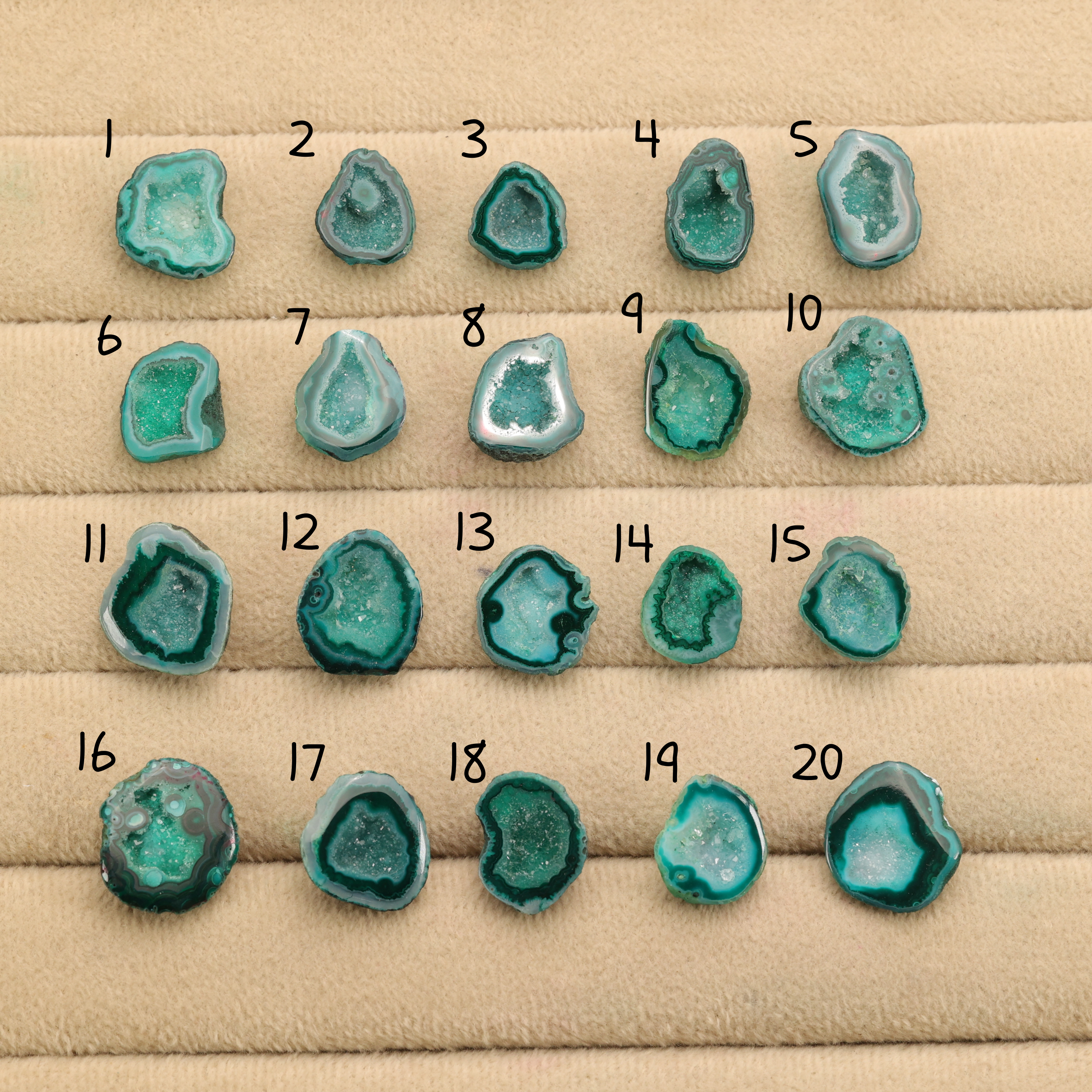 Green Agate Druzy Geode Slices – Perfect for Ring Making