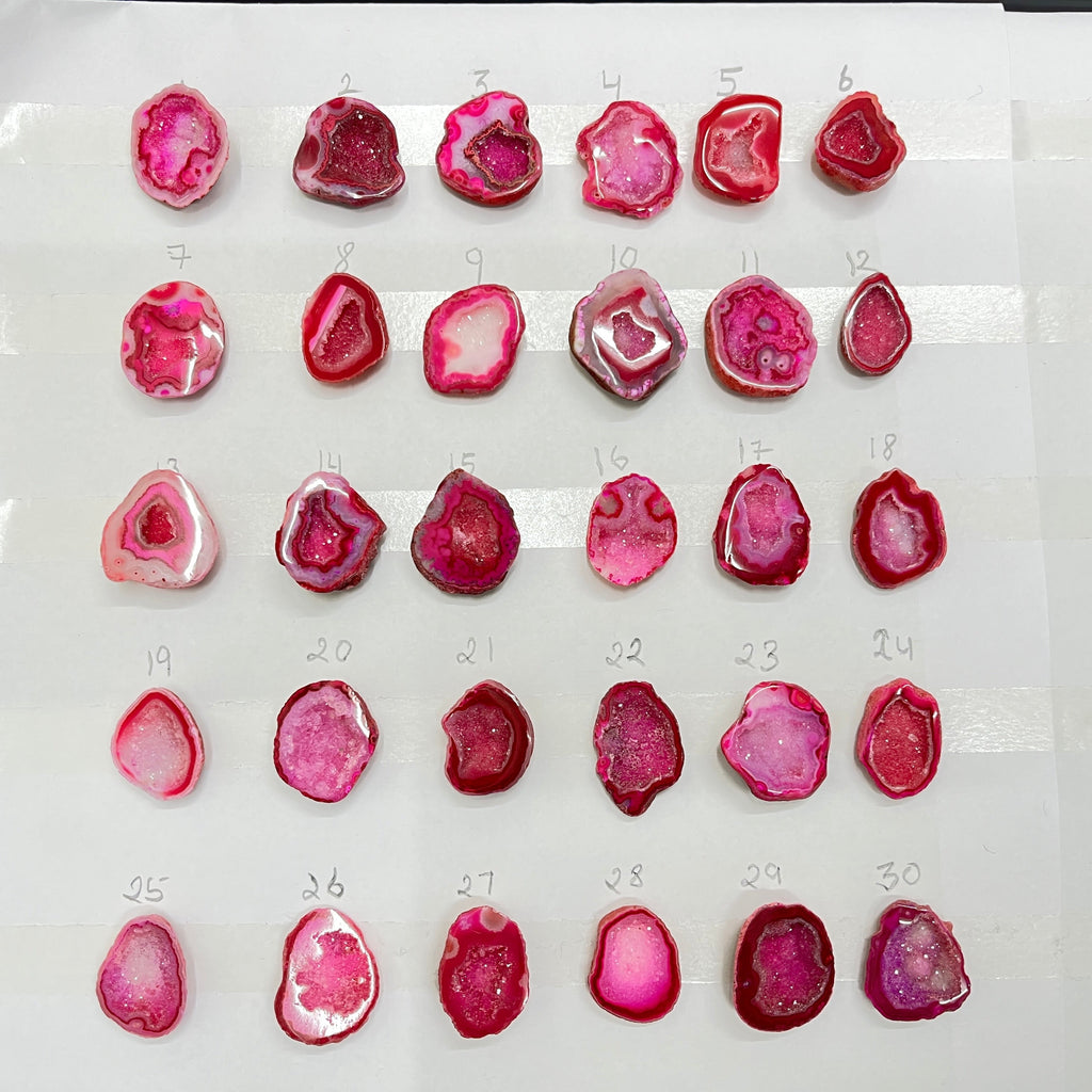 Light Pink Geode Stones for Rings (20–25 mm) – Natural Crystal Centers for Jewelry Making – Exact Piece Shown in Photo