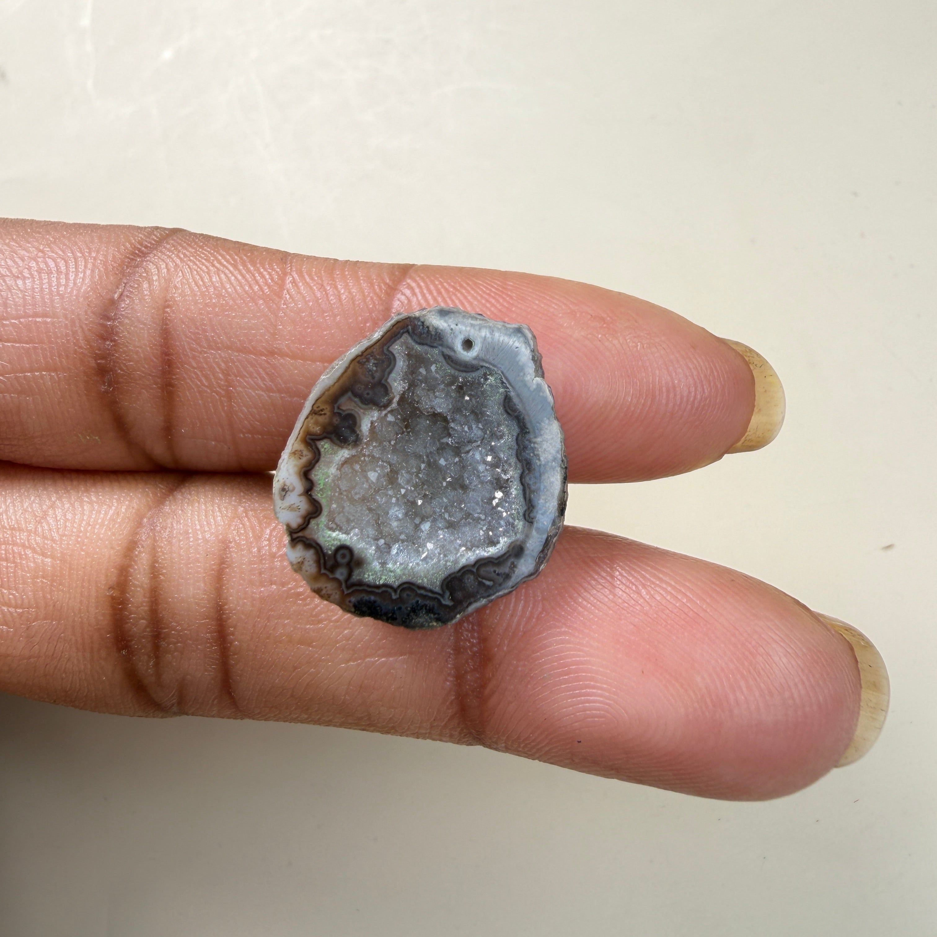 Black Druzy Geode Slice 20–25mm for Rings | Natural Agate Gemstone | Jewelry Making Wholesale