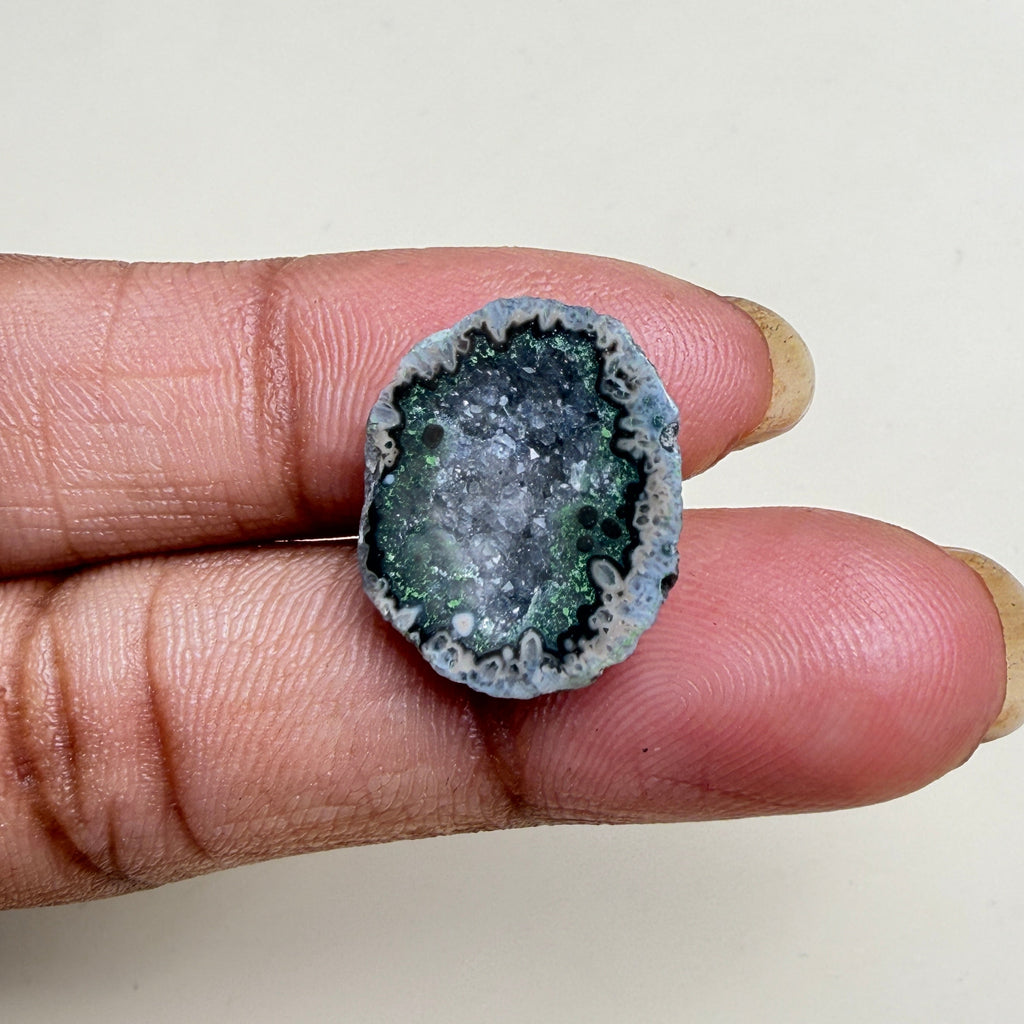 Organic Black Druzy Geode Slice 20–25mm | Natural Agate Jewelry Stone