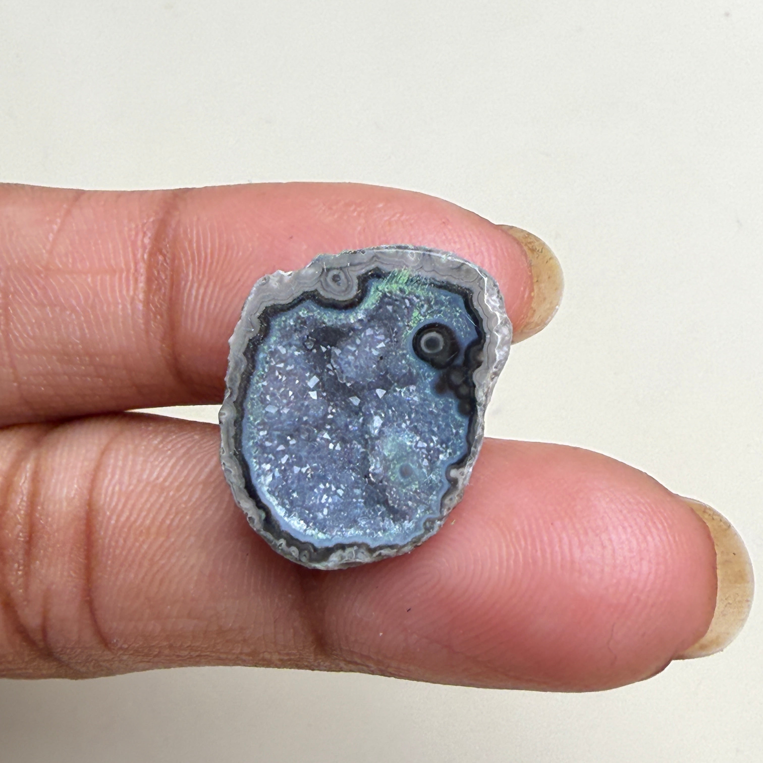 Black Agate Druzy Geode Slice 20–25mm | Wholesale Ring Making Gemstones