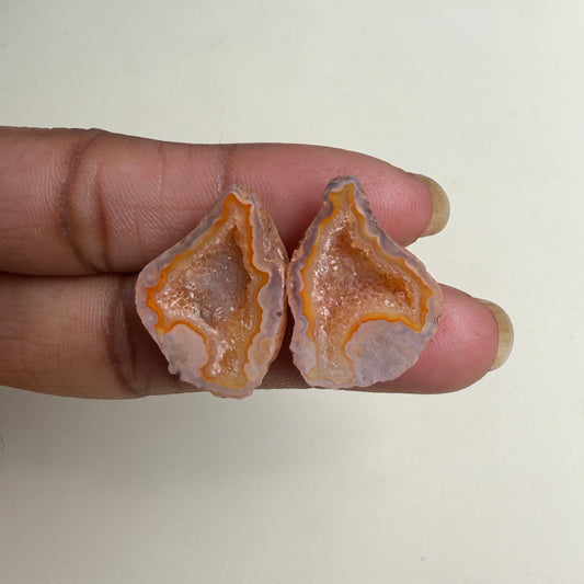 Peach Geode Druzy Pair 20–25mm | Natural Agate Ring Making Stones | Wholesale