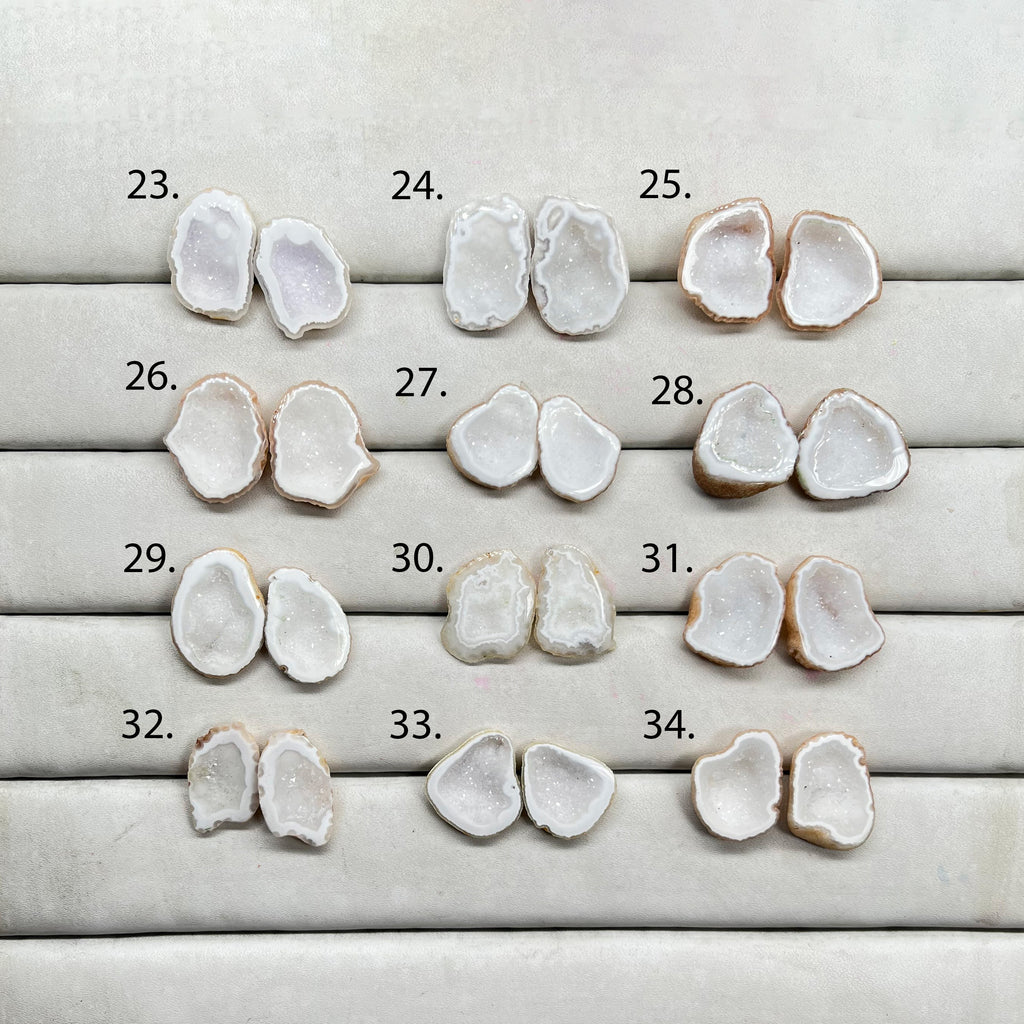 Geode Pairs by Selection 15 - 20 MM Milky White