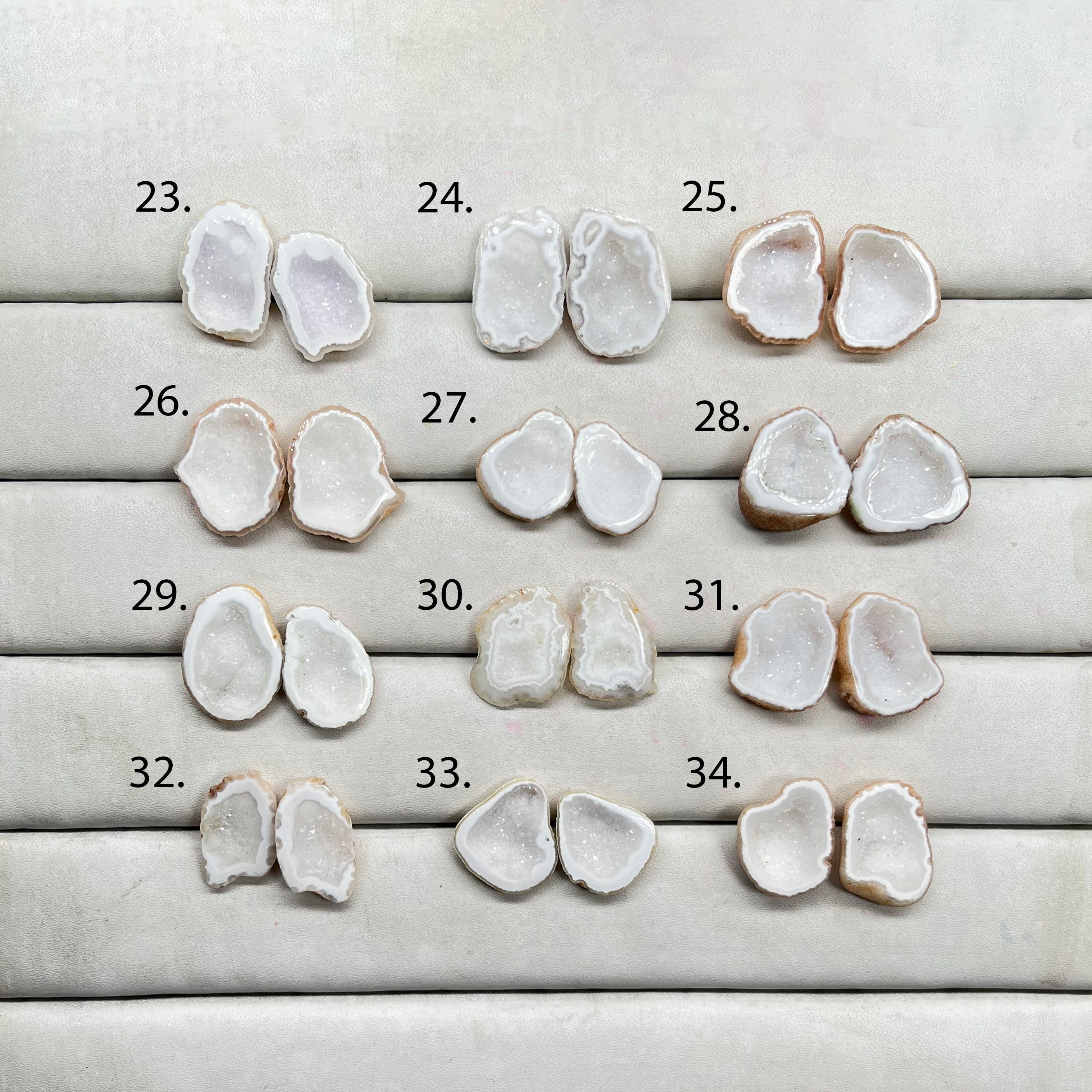 Geode Pairs by Selection 15 - 20 MM Milky White