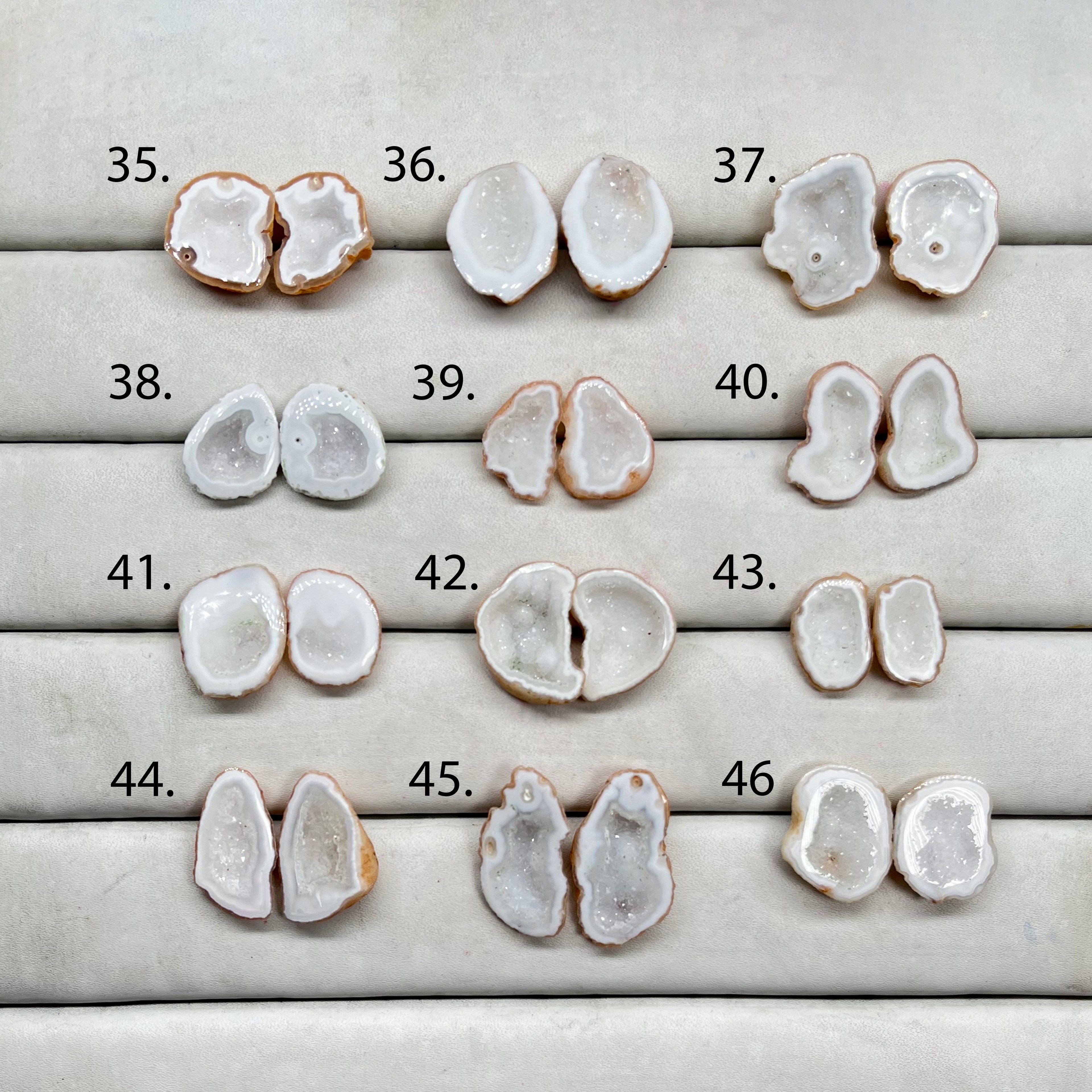 Geode Pairs by Selection 15 - 20 MM Milky White