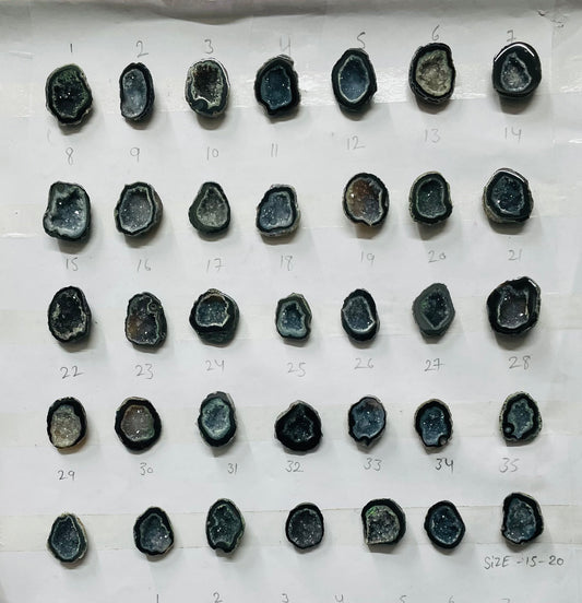 Black Color Enhanced Agate Geode Druzy (15–20 mm) – Premium Natural Stones for Rings