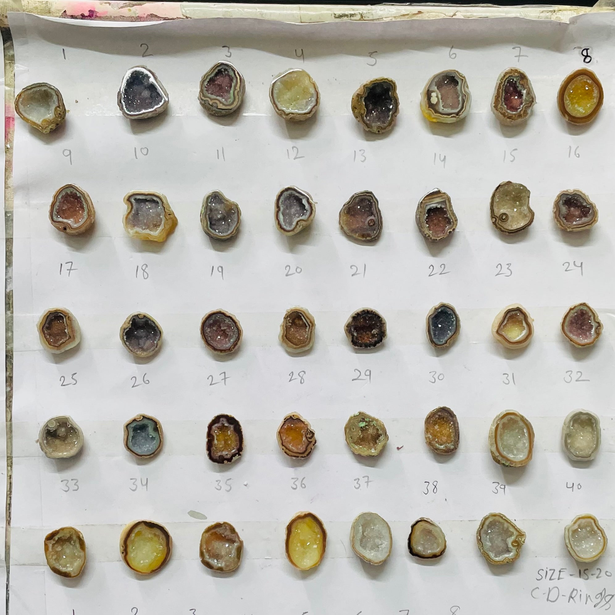 Small Black Agate Geode Druzy Stones 15–20 mm – Natural Crystal Pieces for Rings