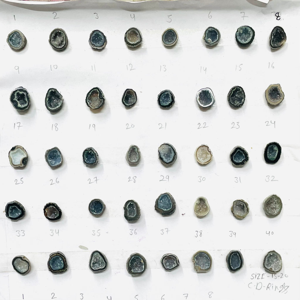 Black Agate Geode Druzy Stone (10–15 mm) – Premium Natural Gemstone for Rings