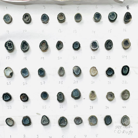 Black Agate Geode Druzy Stone (10–15 mm) – Premium Natural Gemstone for Rings